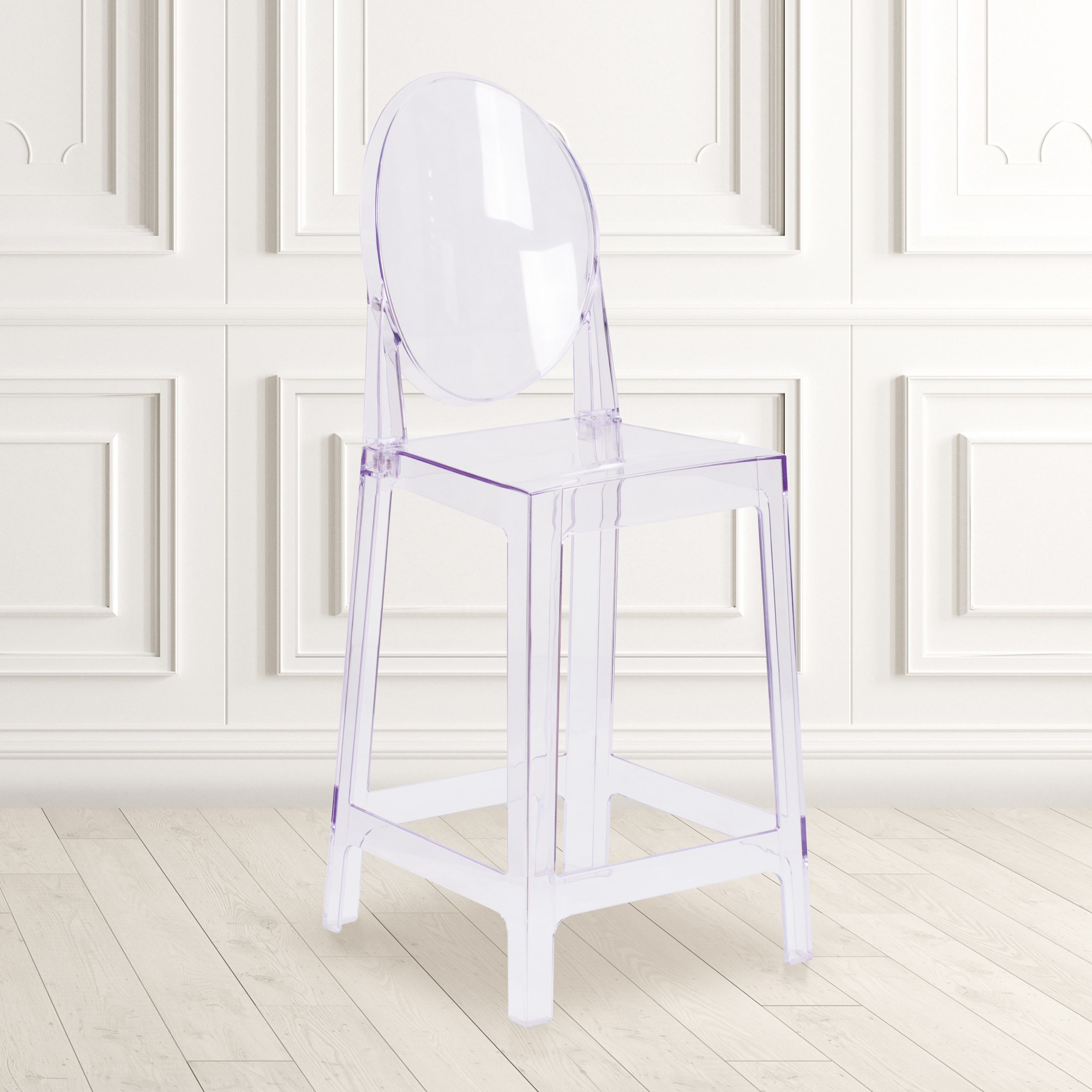 Transparent Crystal Oval Back Counter Stool