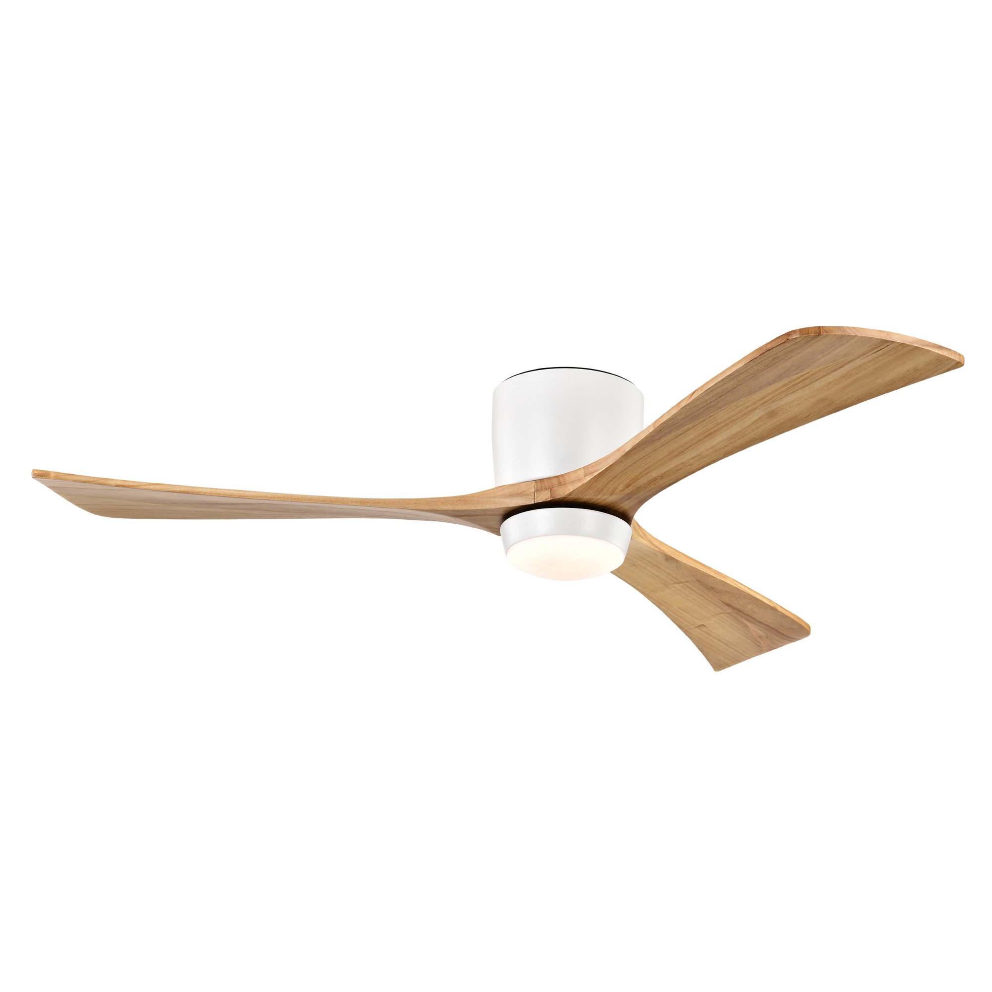 SINOFURN SYB570045GD 52-in Color-Changing Integrated LED Flush Mount White with Wood Blades Ceiling Fan With Light - Remote Included ( 3 -Blade )