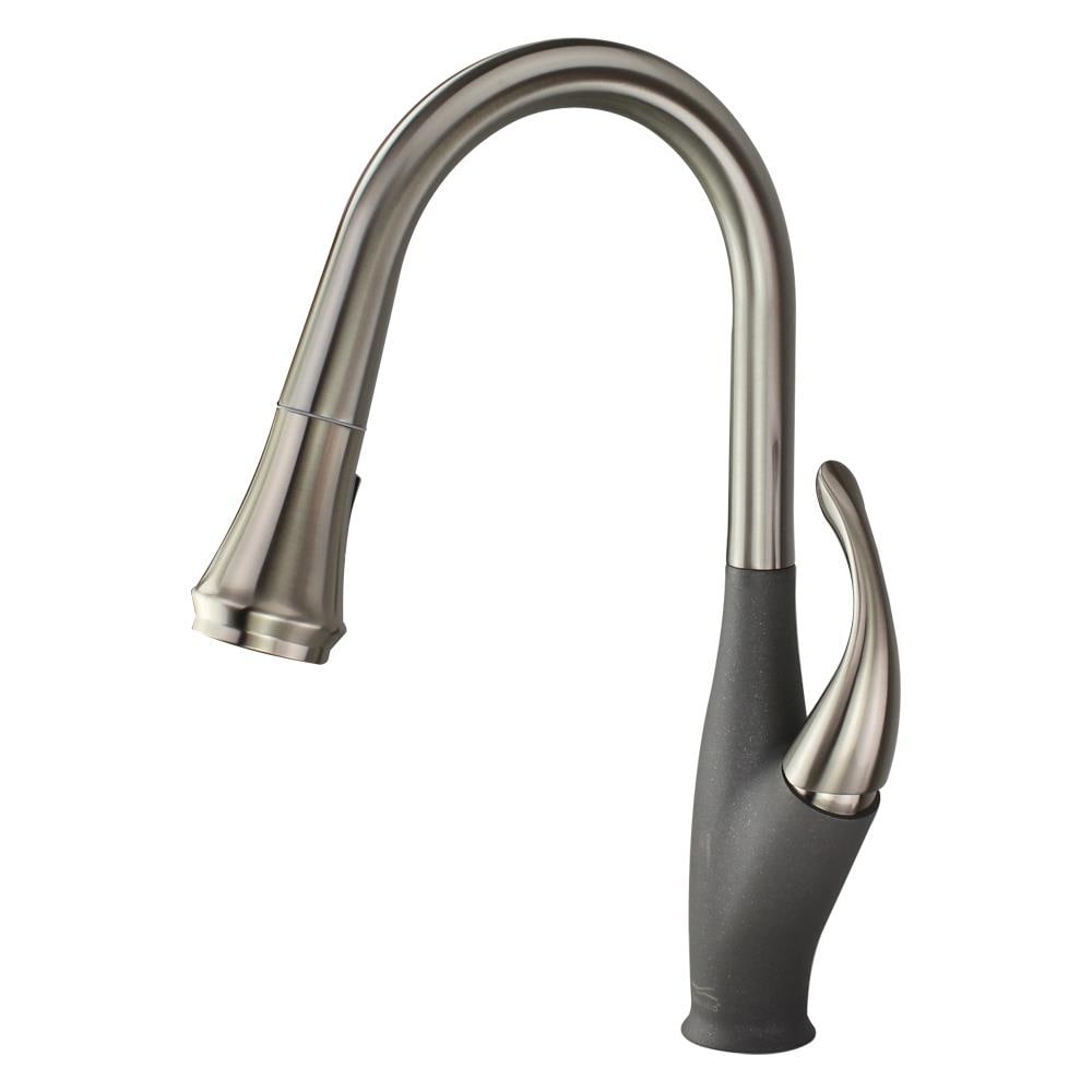 Transolid T3590-LS/17 Layla Luxe Stainless/Grey Double Handle Deck-mount Pull-out Kitchen Faucet