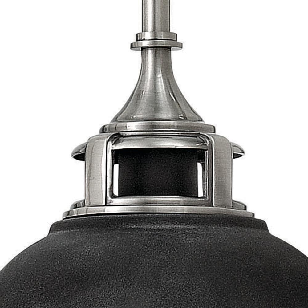 Aged Zinc Glass and Nickel Pendant Light