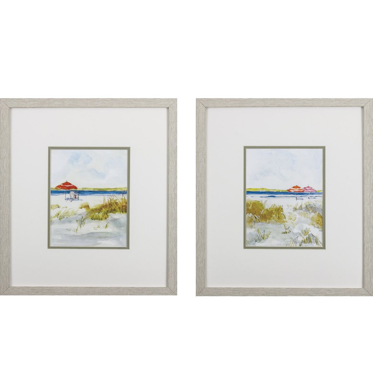 HomeRoots 4000387778 Set Of Two Beach Scene Framed Art