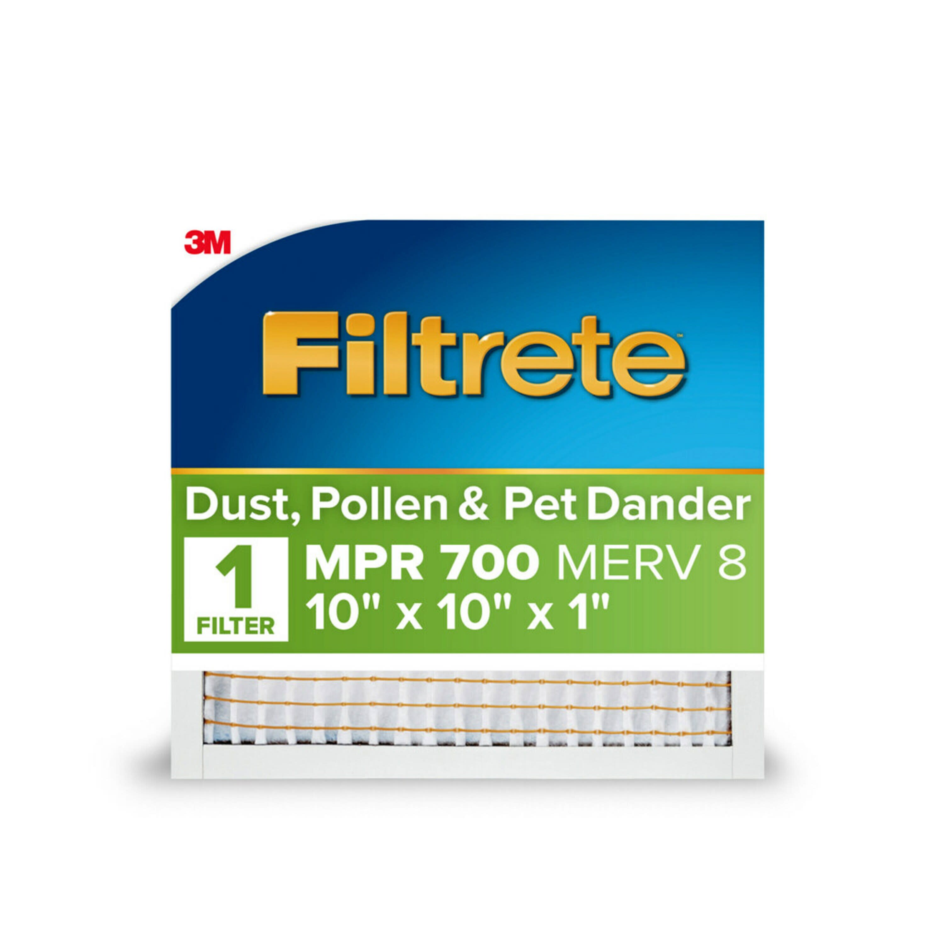 Filtrete 771-4 10-in W x 10-in L x 1-in MERV 8 700 MPR Dust, Pollen, and Pet Dander Reduction Electrostatic Air Filter