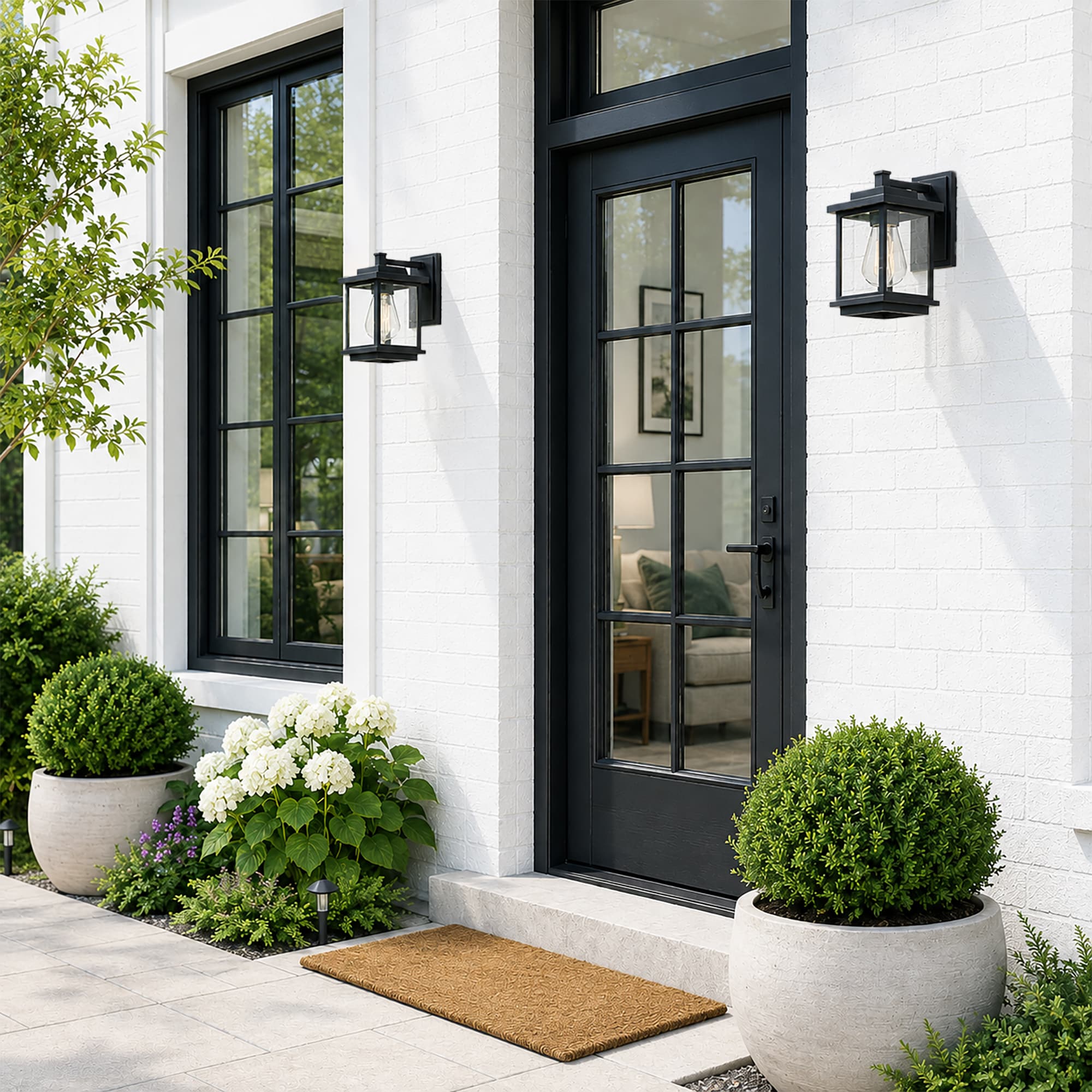 LNC Sabrina 1-Light 10.6-in H Matte Black LED Outdoor Wall Light