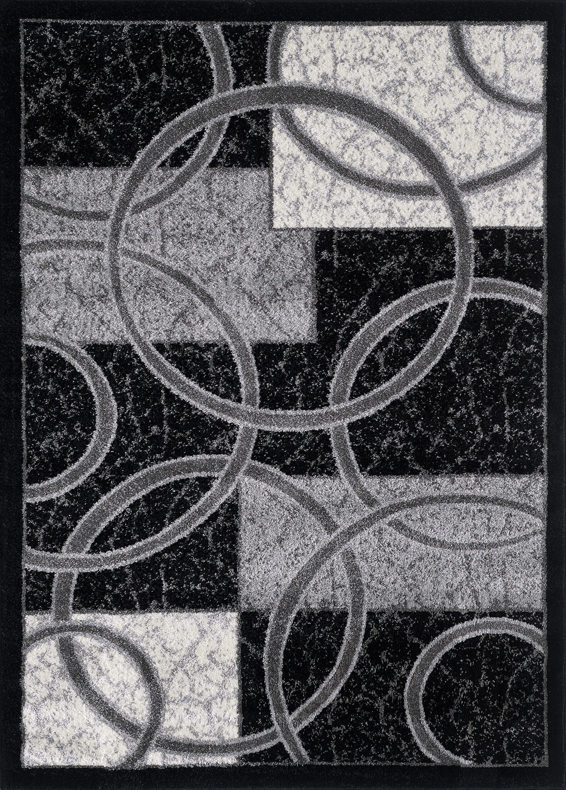 LBaiet CH452C57 BLACK Chelsea 5 x 7 (ft) Loomed Polypropylene Black Rectangular Indoor Geometric Area rug