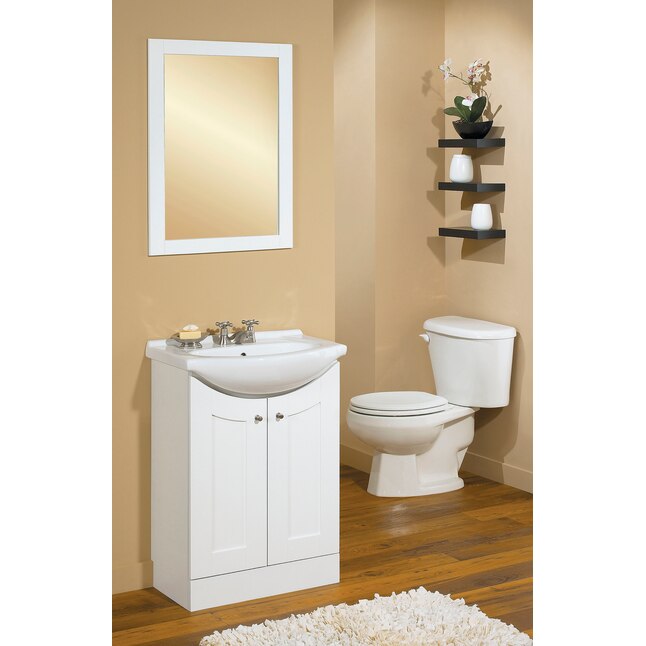 Style Selections Euro Vanity 24 In White Single Sink Bathroom With Vitreous China Top The Vanities Tops Department At Com - What Is Another Word For A Bathroom Vanity Unit With Toilet Seat