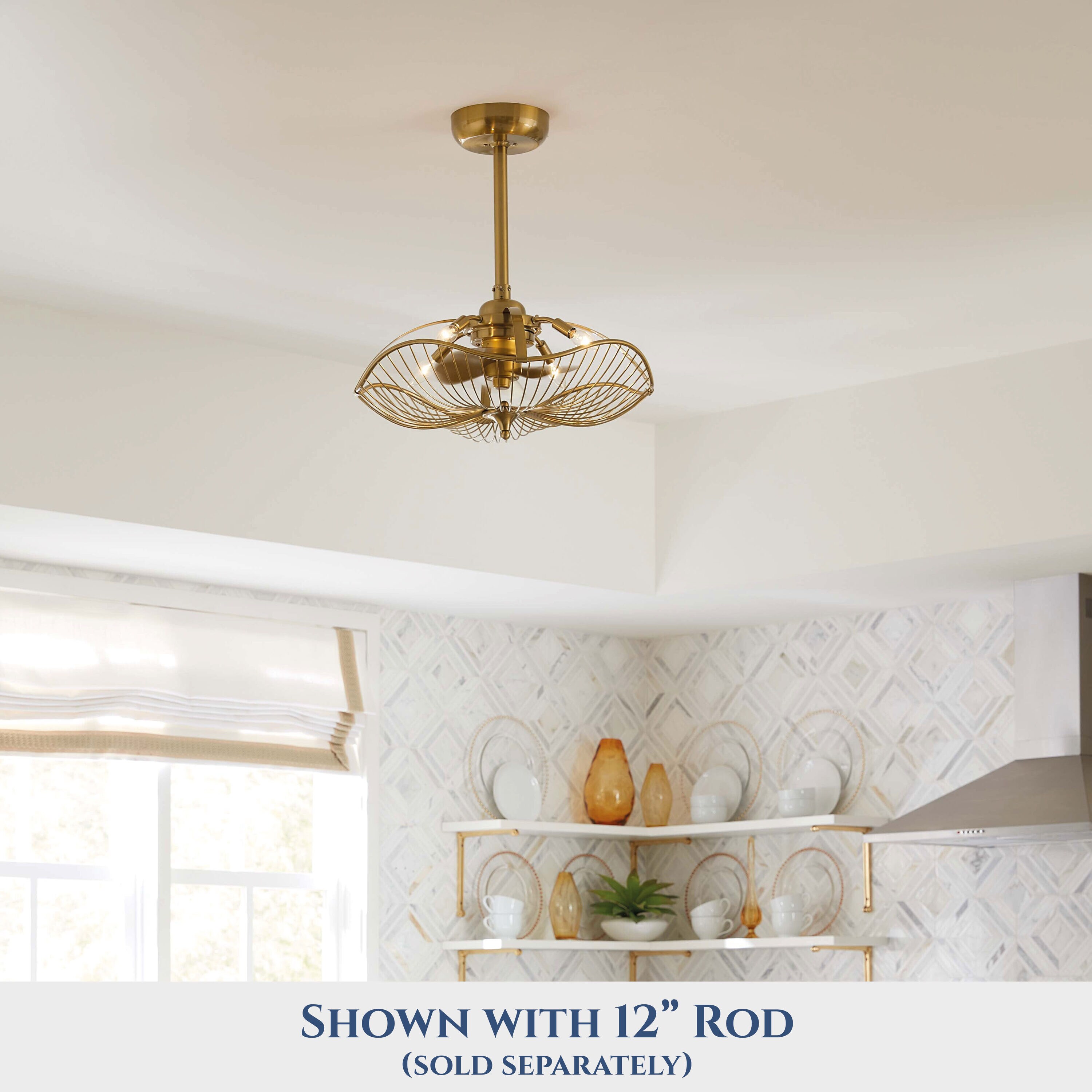 Auri 22'' Aged Brass 3-Blade Ceiling Fan with LED Light