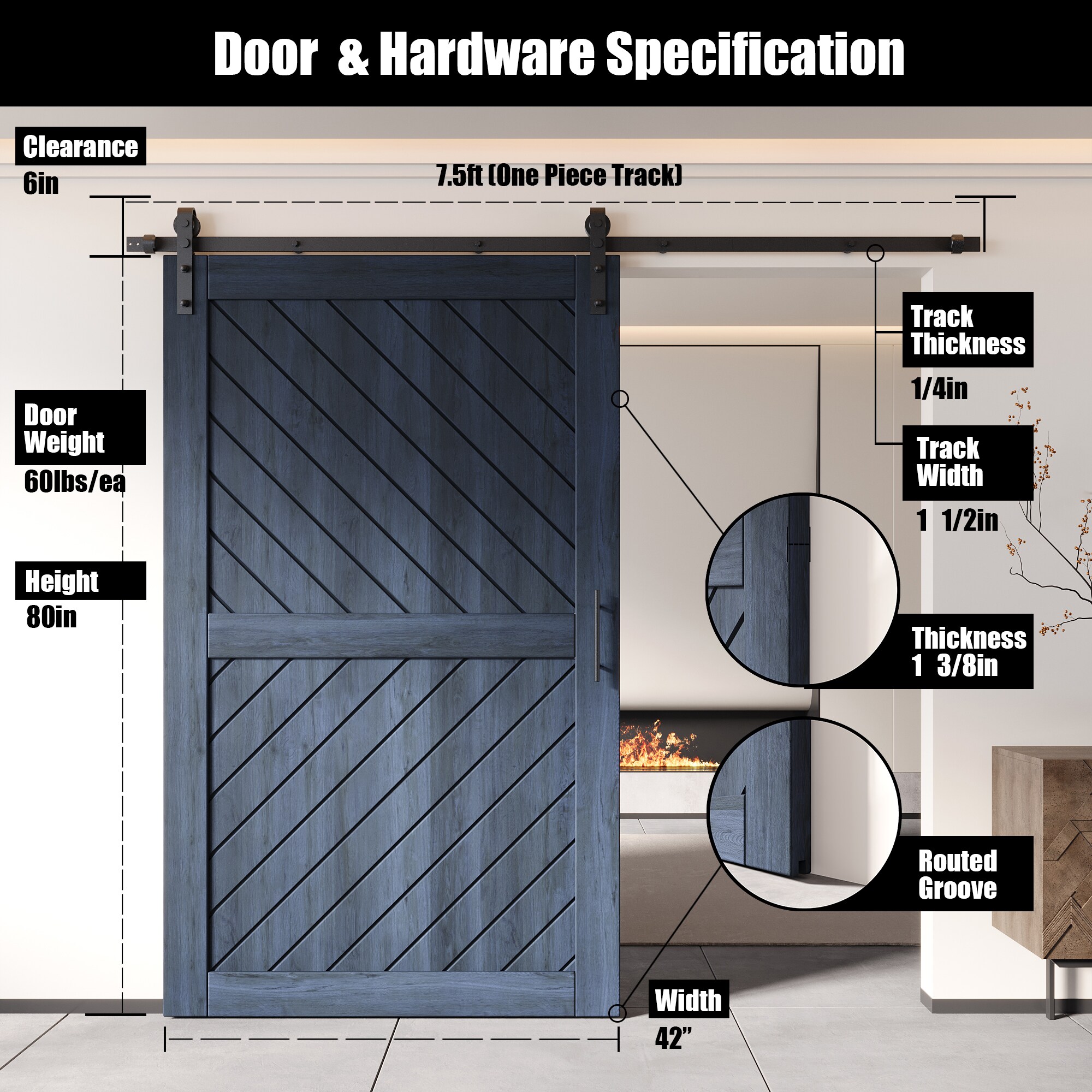 HOMACER YT1H090C-XT4-4280-NA Barn-Doors - View #2