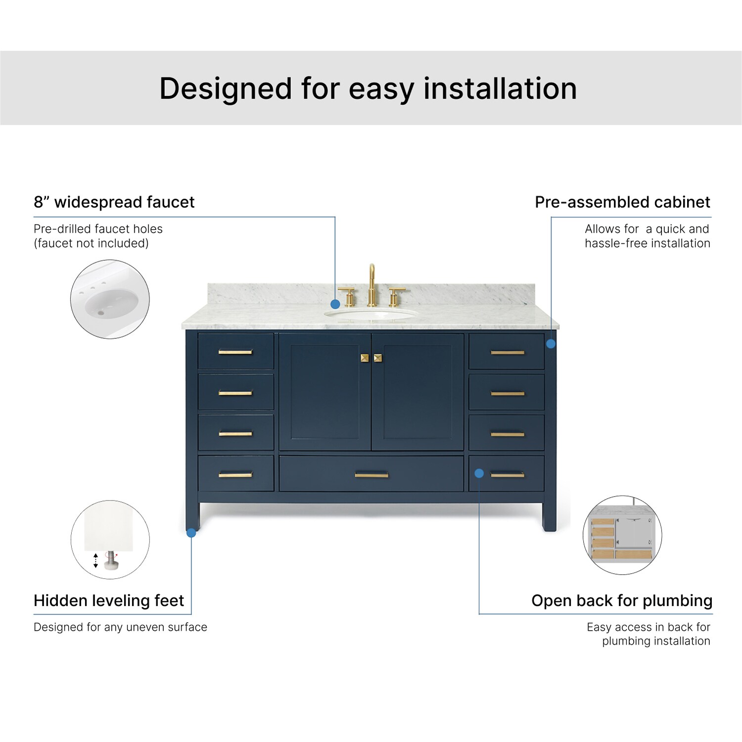 ARIEL A061SCW2OVOMNB Bath-Vanity-Combo - View #7