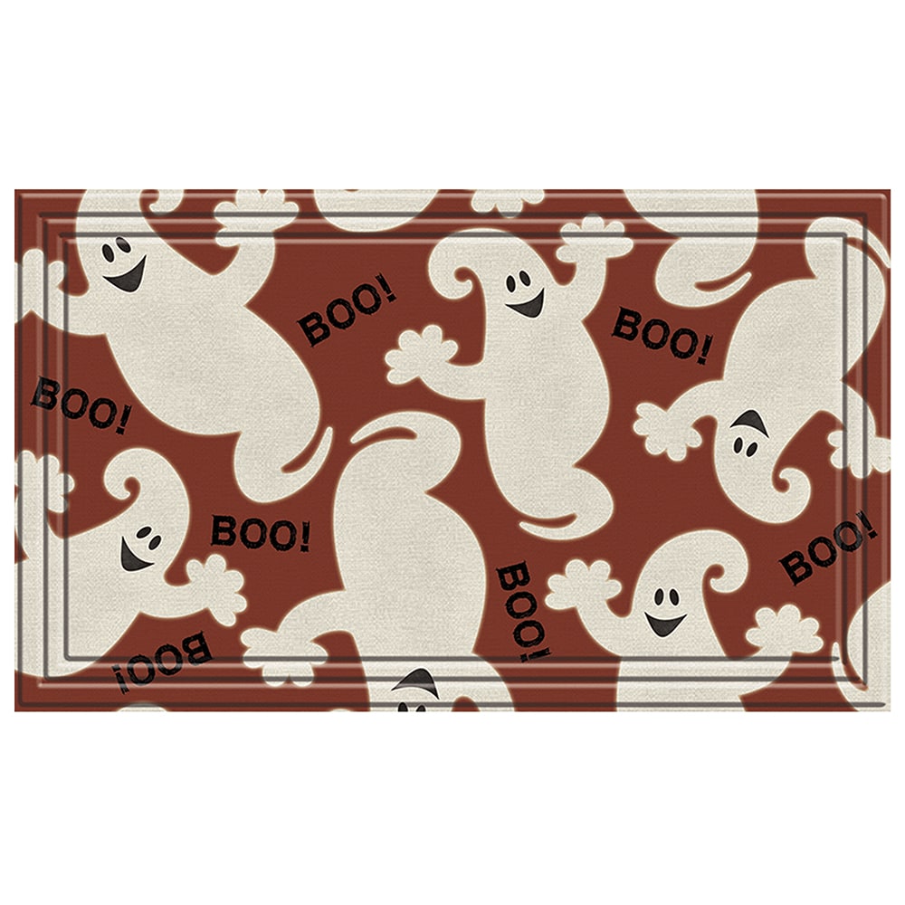 Apache Mills, Inc. 797-0809 2-ft x 3-ft Boo Ghost Recycled Rubber Rectangular Indoor or Outdoor Decorative Fall Door Mat