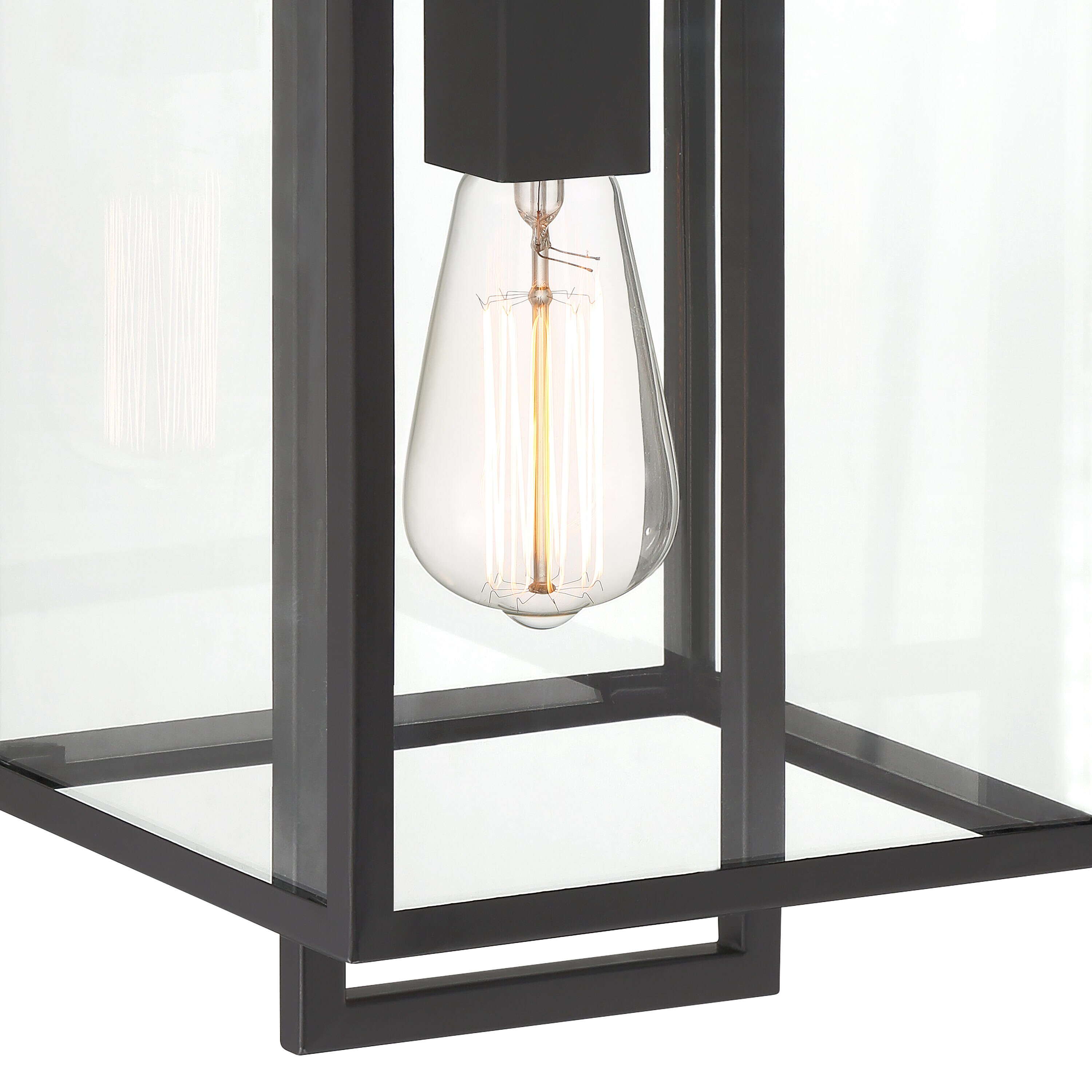 Preston Matte Black Modern Outdoor Wall Lantern with Clear Glass