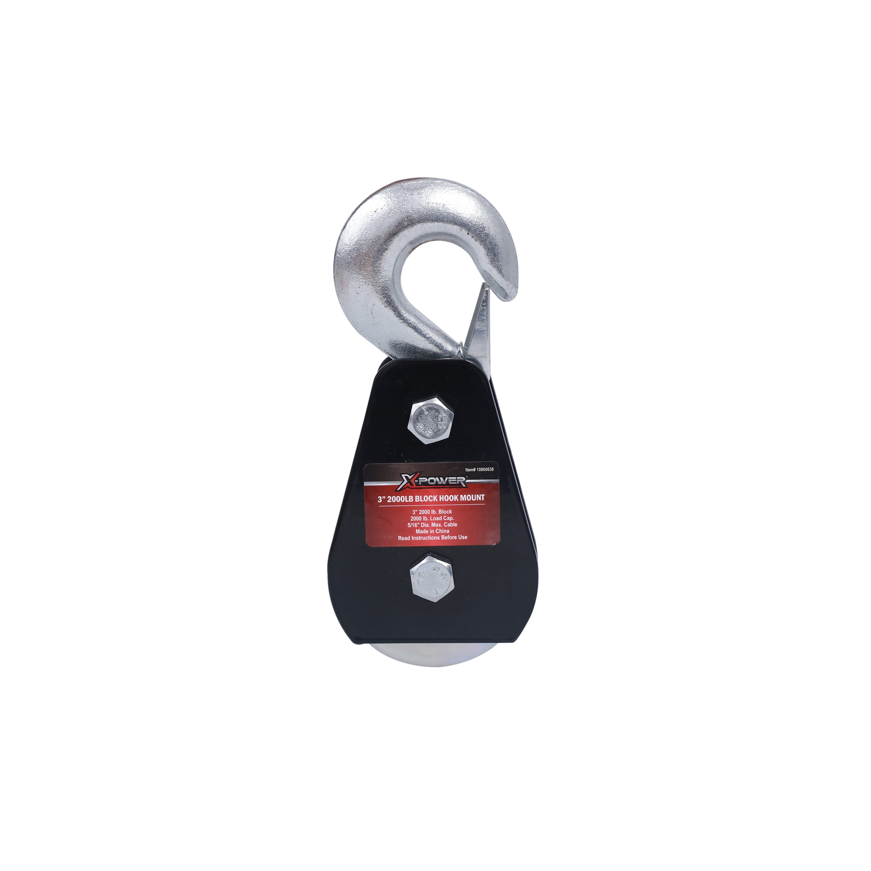 X-POWER 10800636 Heavy Steel Block, 3in Size, 2-in-4-in Sheave Diameter, 1000-lb Capacity