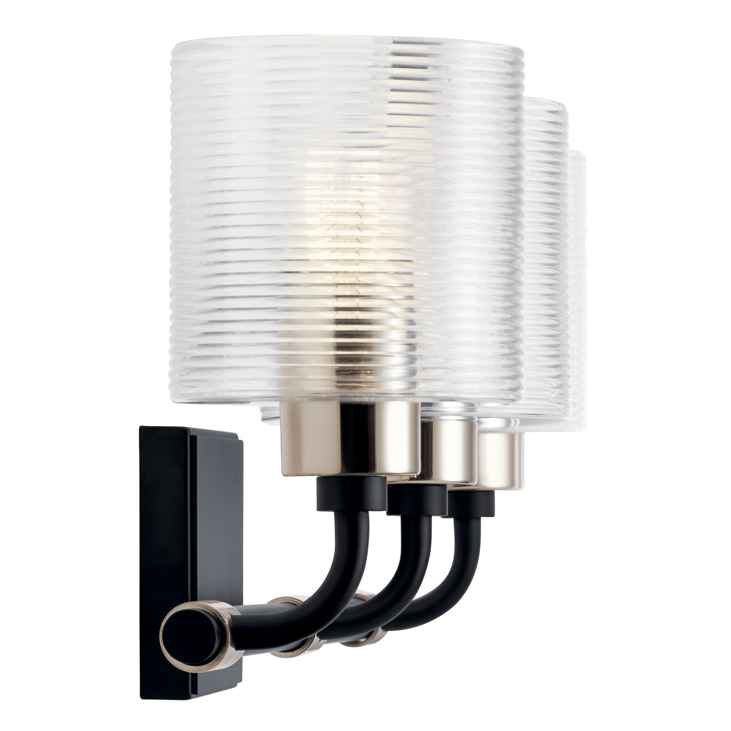 Black and Nickel 3-Light Cylinder Vanity Light