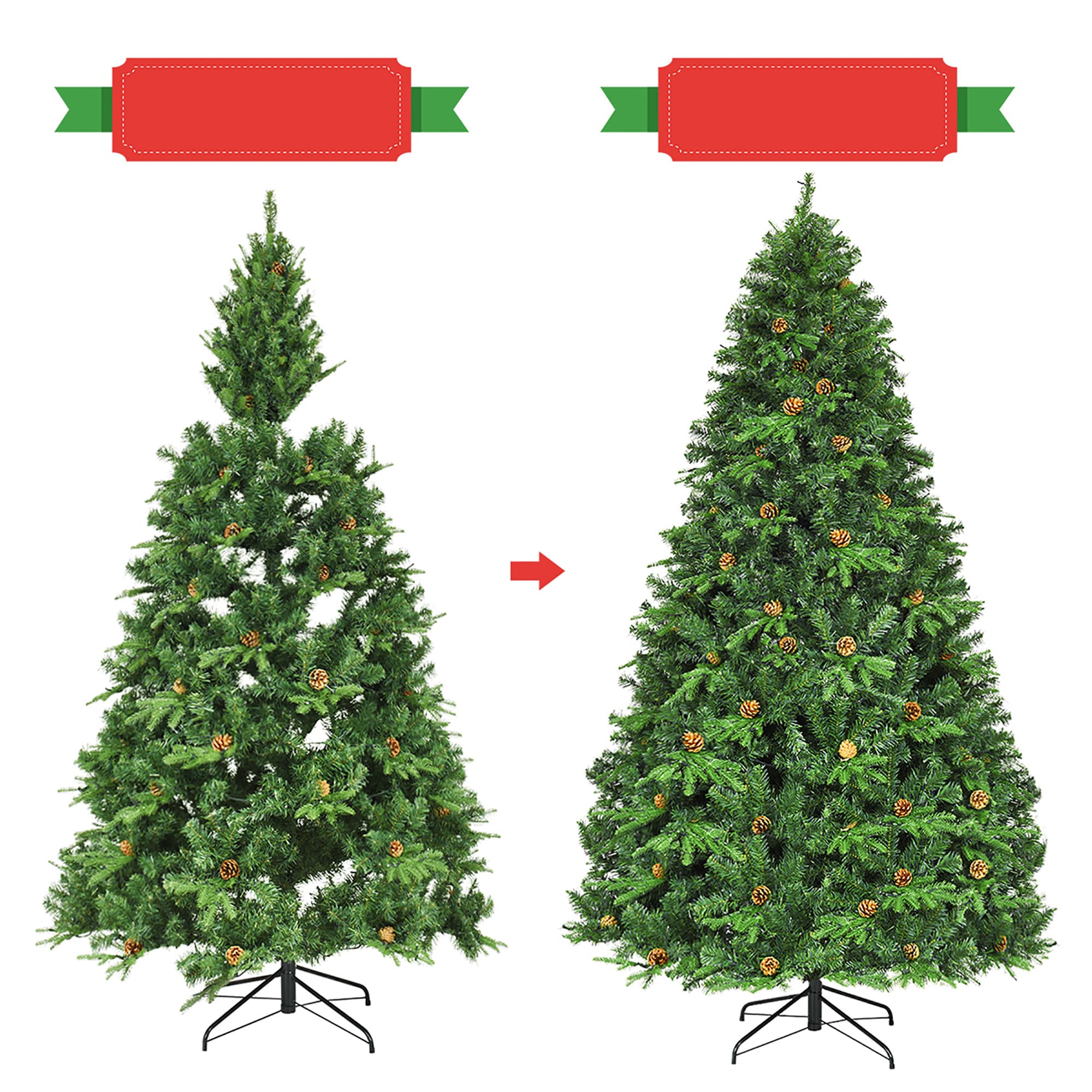 8ft Pre-lit Artificial Pine Christmas Tree with Warm White LED Lights