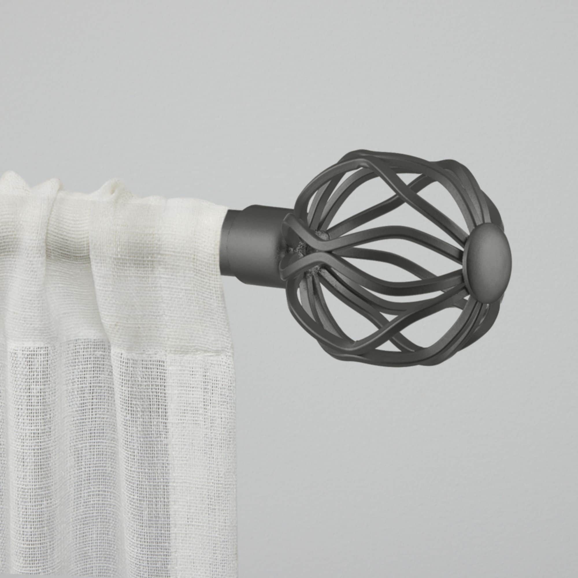 Exclusive Home ER1012-06-66120 Ogee 66-in to 120-in Gunmetal Iron Single curtain rod with Finials