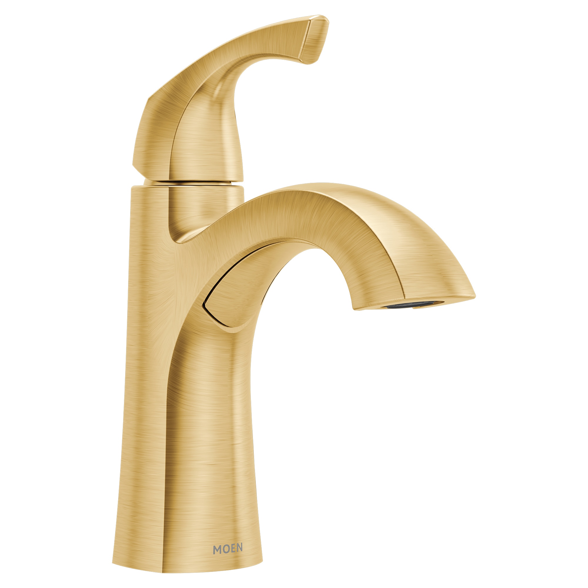 Moen 84505BG Lindor Brushed Gold Single hole 1-handle WaterSense High-arc Residential Handle Bathroom Sink Faucet with Drain with Deck Plate