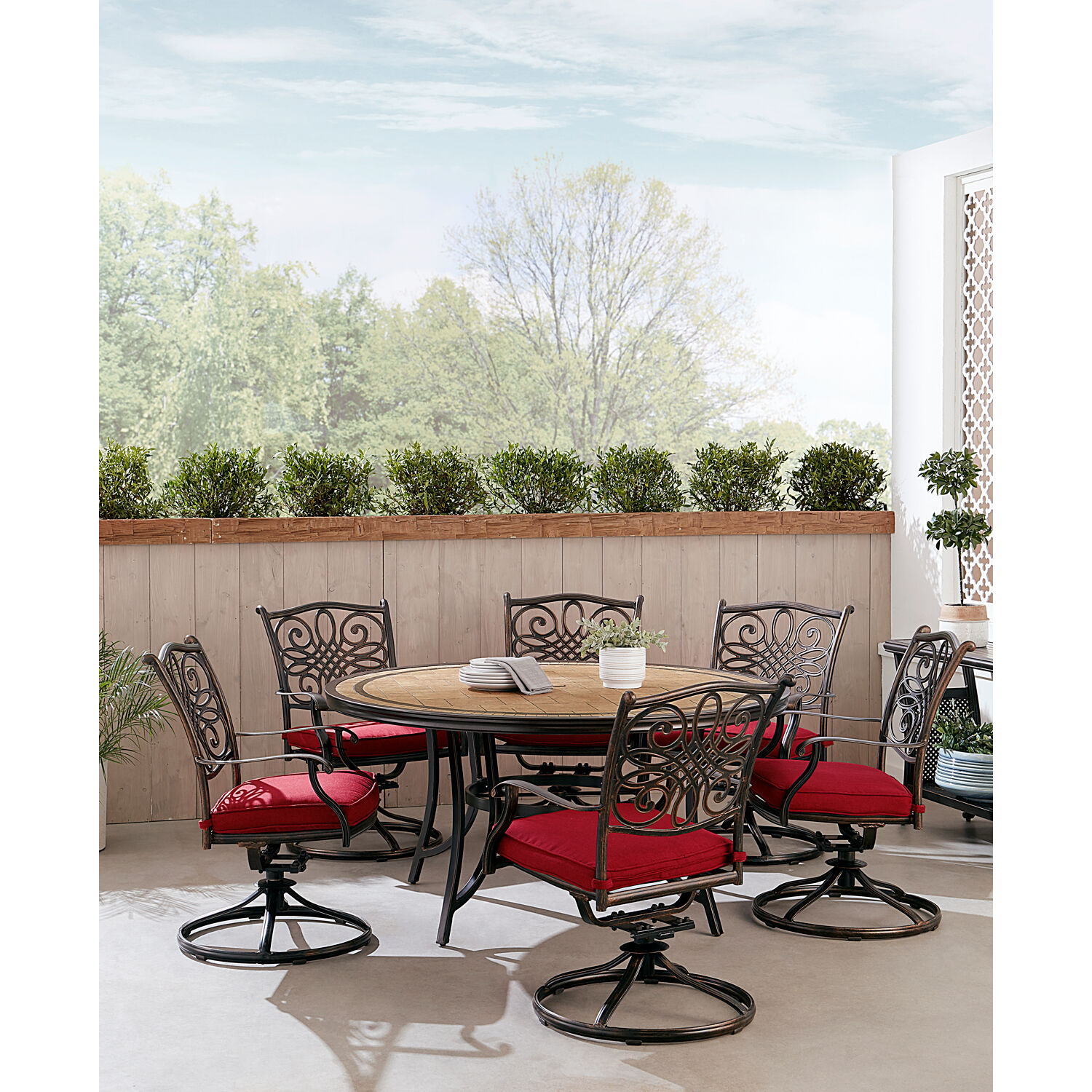 Hanover MONDN7PCSW6RDTLCRED Patio-Dining-Sets - View #6