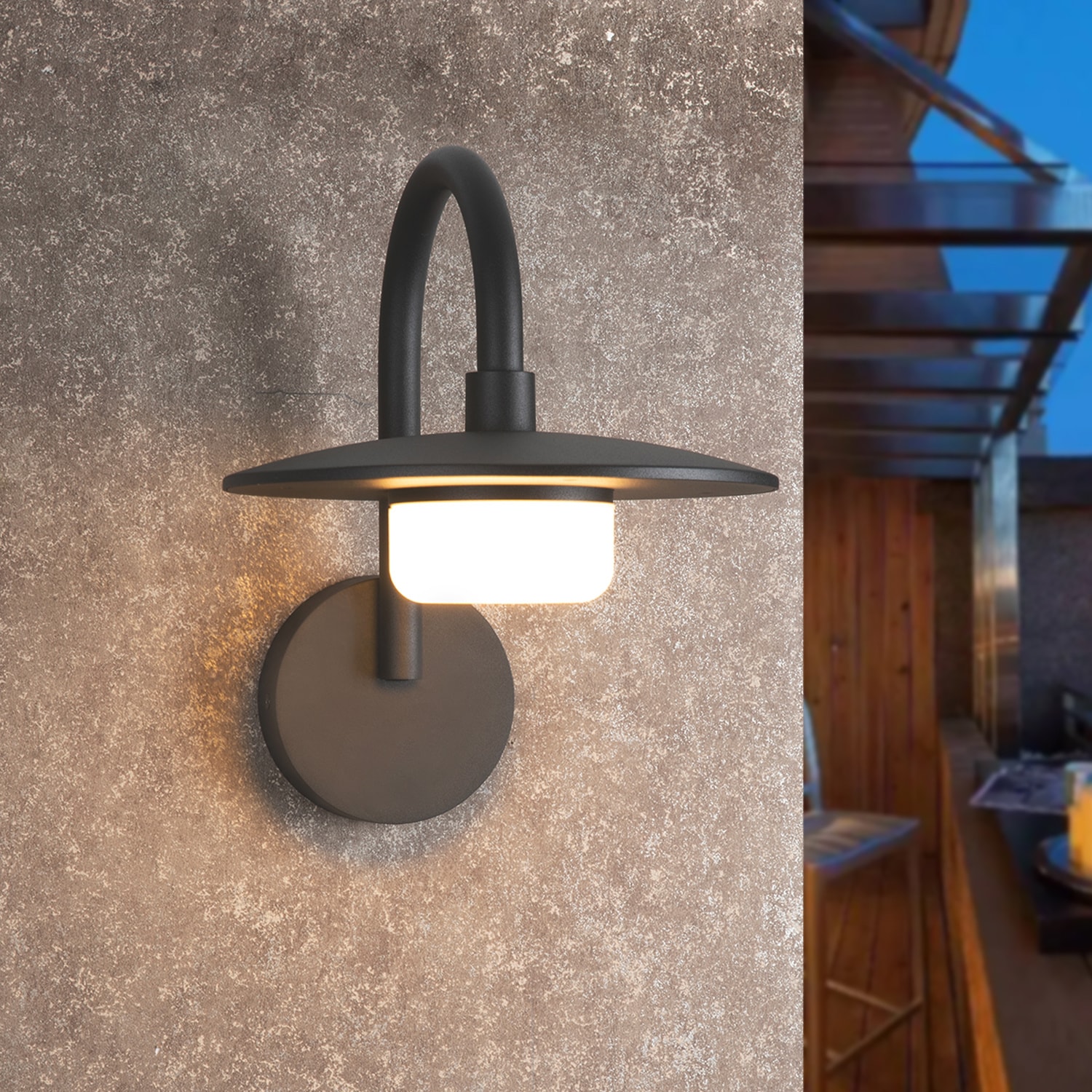 Kahomvis INOW-QPD0-E9G 1 -Light 12.2-in H Gray Hardwired Outdoor Wall Light