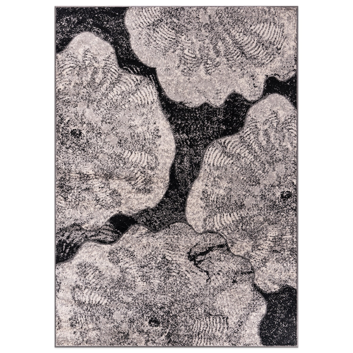 World Rug Gallery 400BLACK5X7 5 x 7 (ft) Loomed Polypropylene Black Rectangular Indoor Floral/Botanical Global Area rug