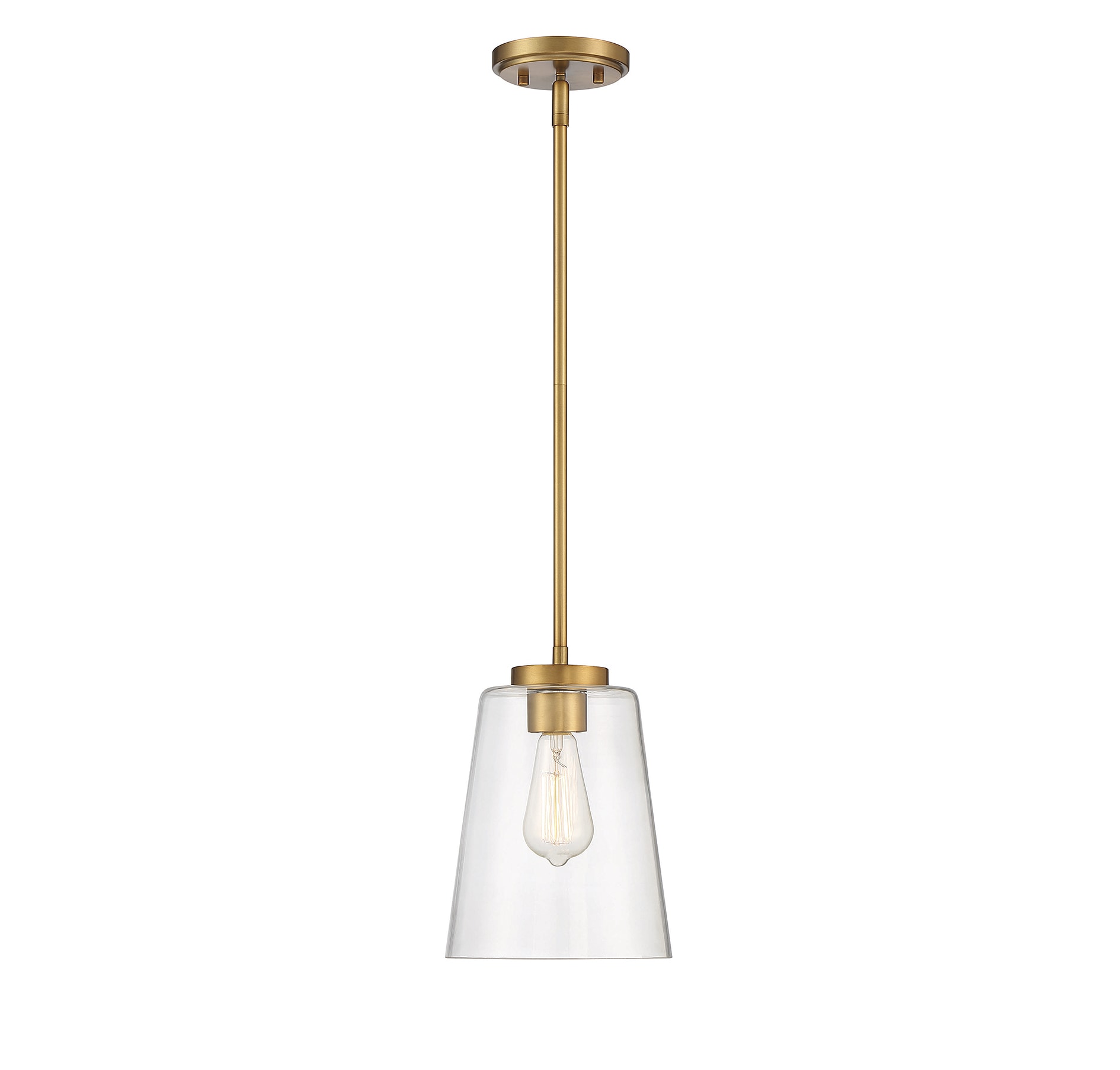 Warm Brass and Clear Glass Mini Pendant Light