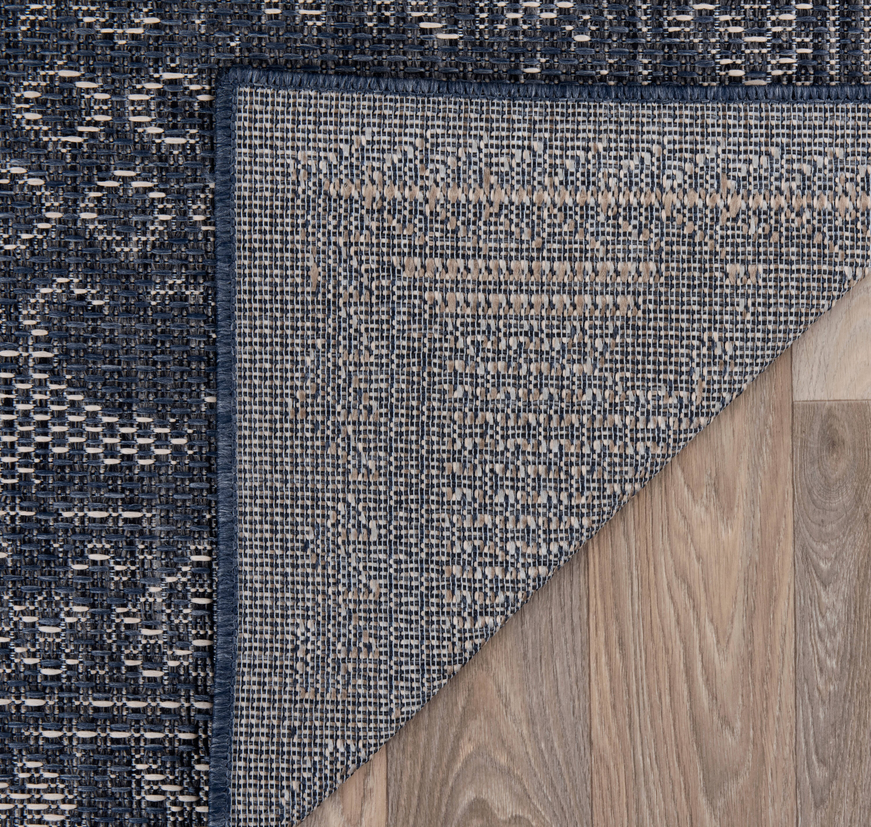 Blue Geometric Synthetic Flat Woven 5' x 7' Area Rug