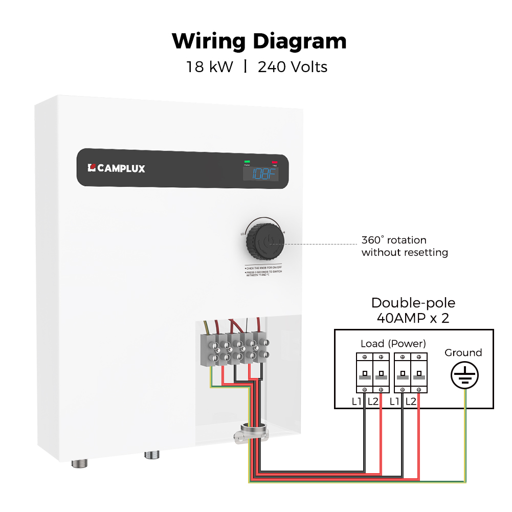 Camplux Electric Tankless Water Heater 6kW 240 V, White - Yahoo