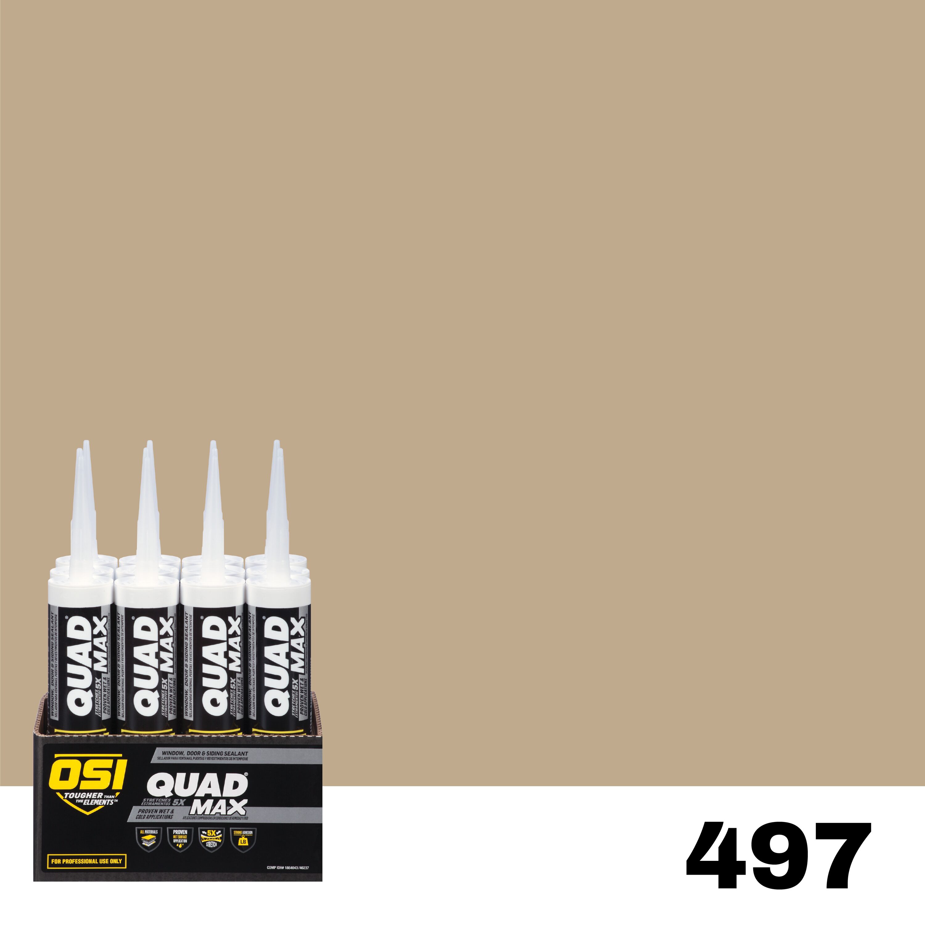 OSI 1869435 Quad Max 12 -Pack 9.5-oz Window door Beige 497 Paintable Advanced Sealant Caulk