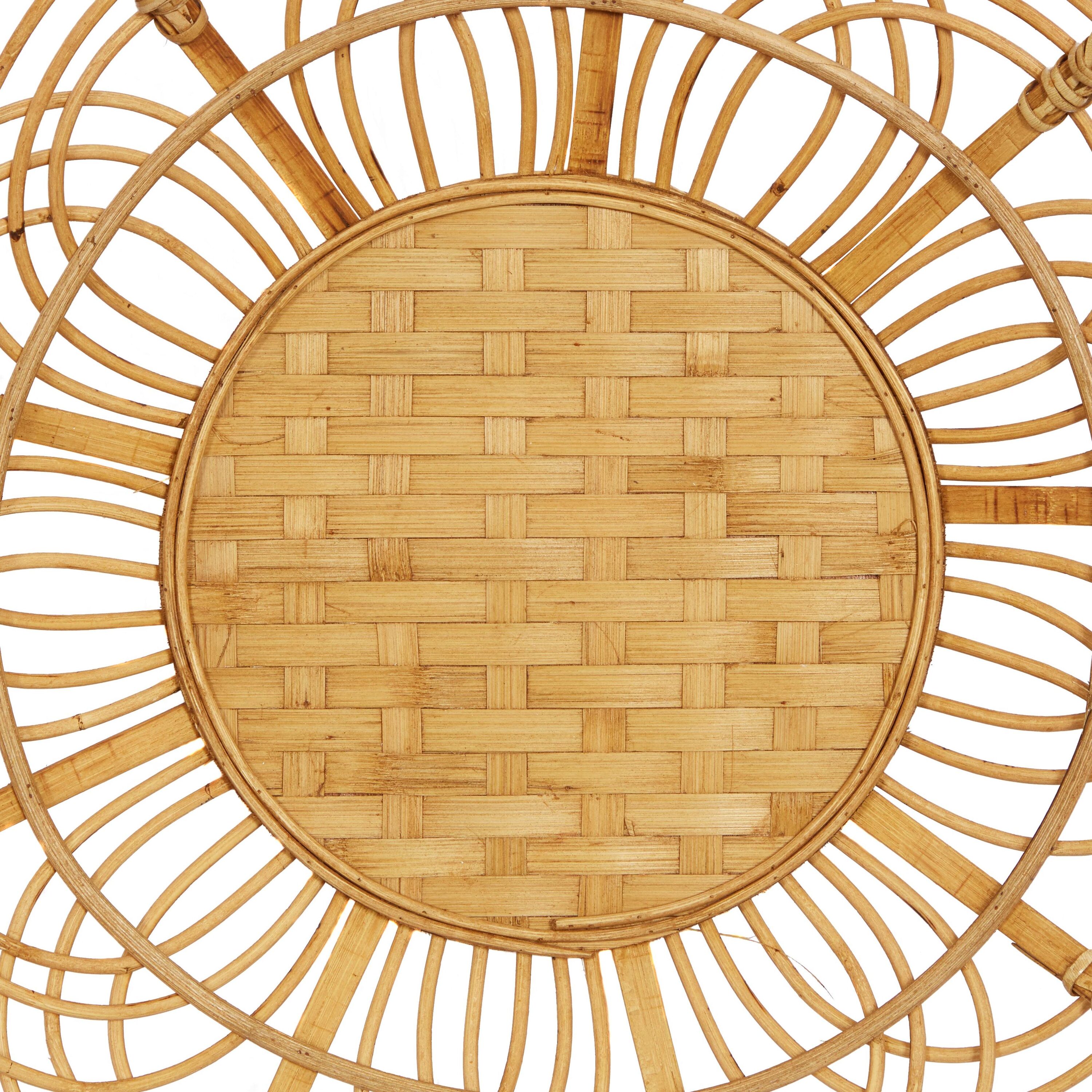 Boho Brown Rattan Floral Wall Decor Set of 3
