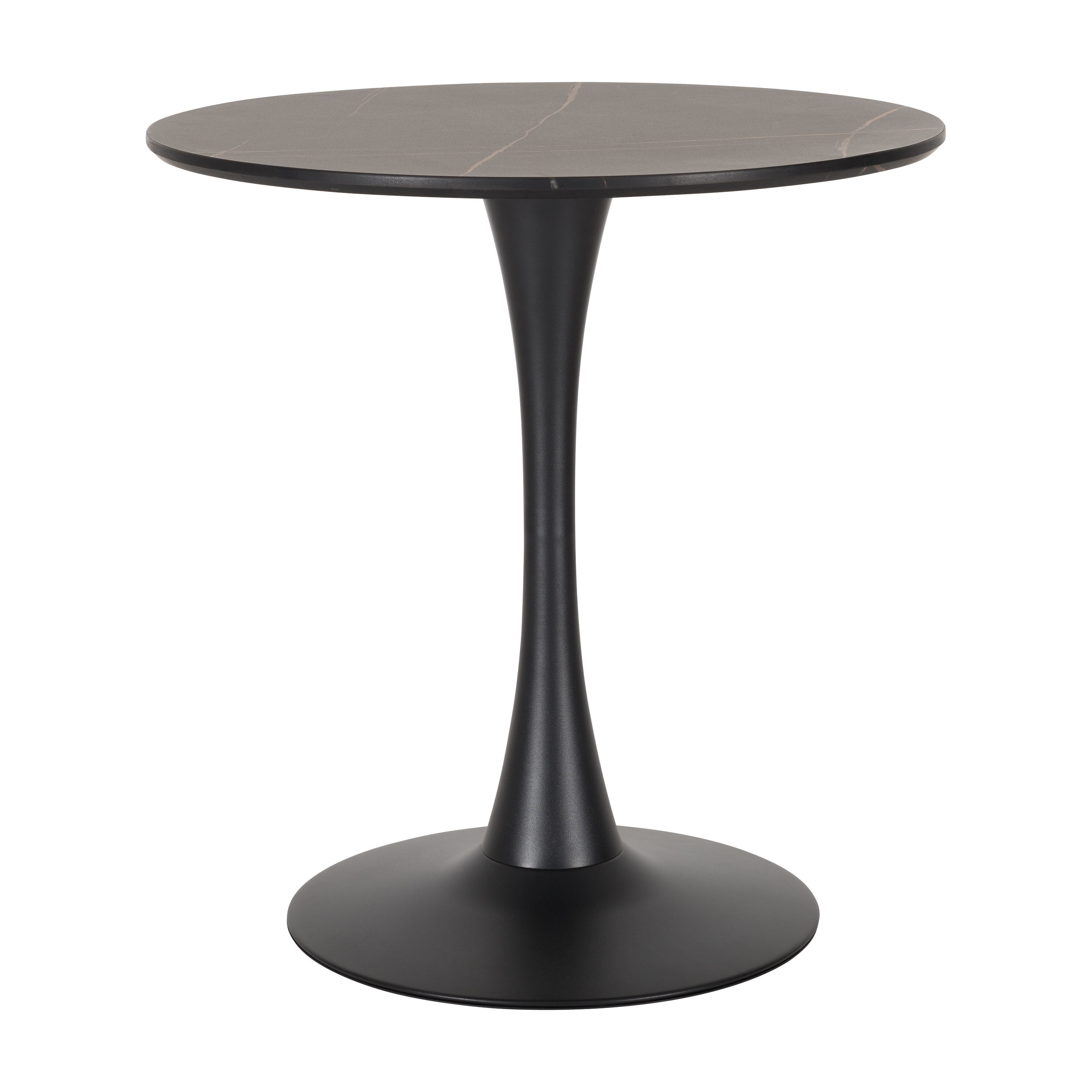 CorLiving DDW-500-T Ivo Black Marble Round Contemporary/Modern Dining Table, MDF with Black Metal Pedestal Base 27.5-in L x 28.75-in H
