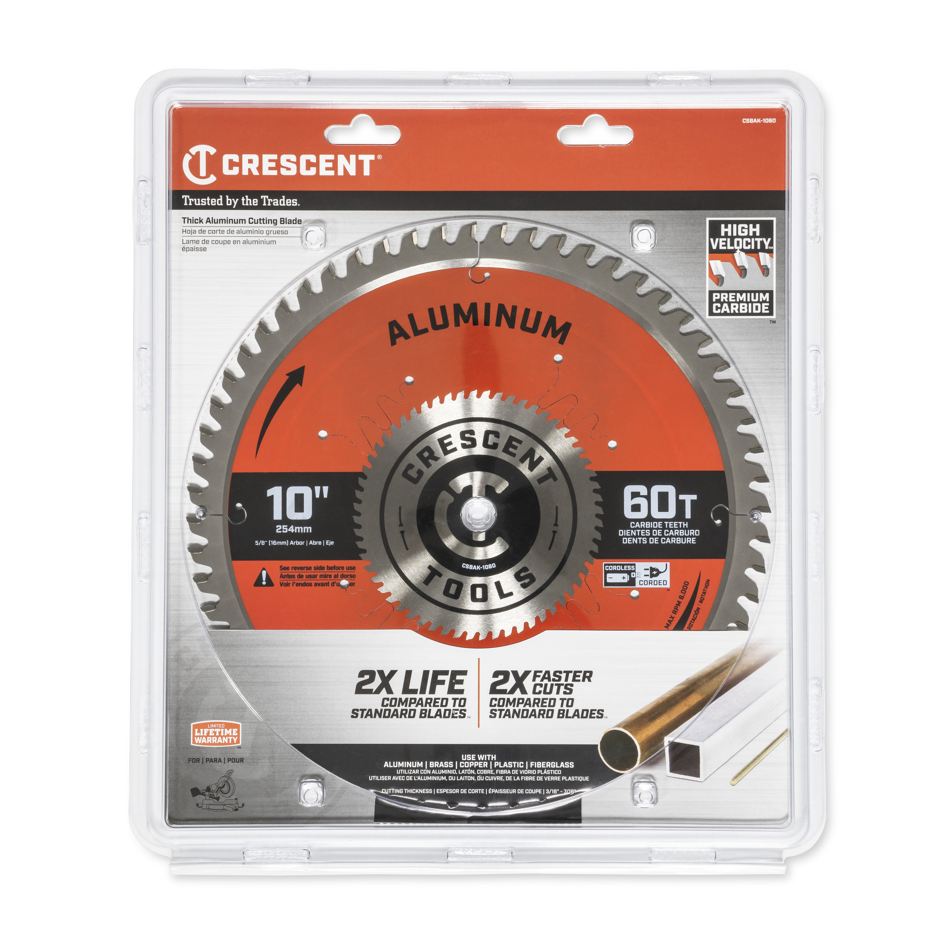 Crescent Thick Aluminum 10-in 60-Tooth Carbide Circular Saw Blade in ...