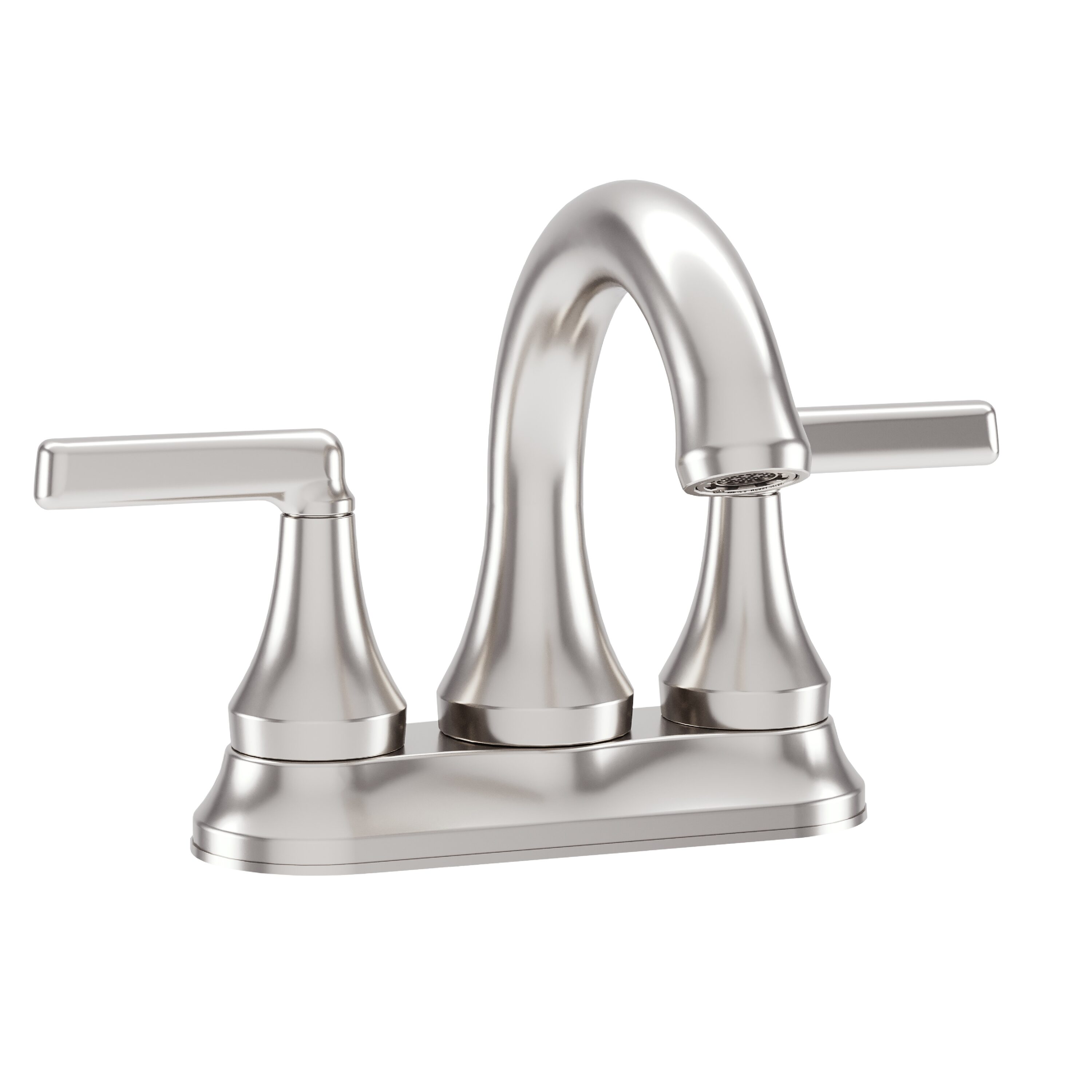 Symmons SLC5912STNPP Birch Satin Nickel 4-in centerset 2-handle WaterSense High-arc Commercial/Residential Handle Bathroom Sink Faucet with Drain with Deck Plate