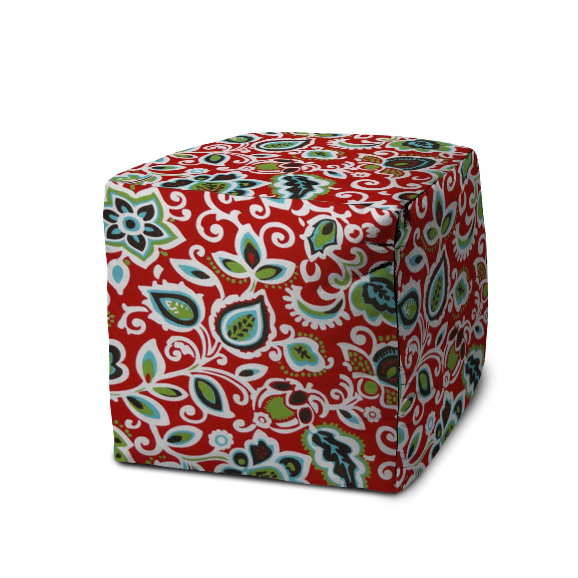 Joita DANCING FLOWERS Bright Red Indoor/Outdoor Pouf - Zipper Cover ...