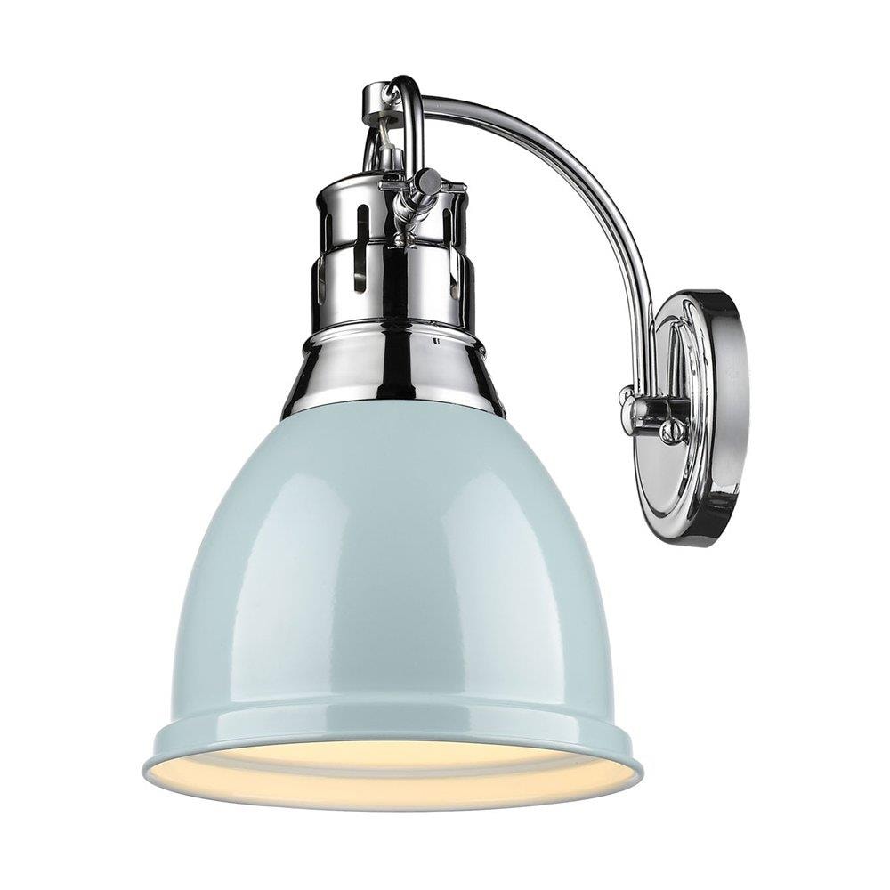 Golden Lighting 3602-1W CH-SF Duncan 8.875-in W 1 -Light Polished Nickel Transitional Wall Sconce