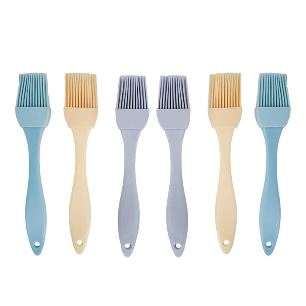 Aoibox  6 Piece Silicone Basting Brush Set in Apricot Blue and Gray for BBQ Grilling Baking and Sauce Application