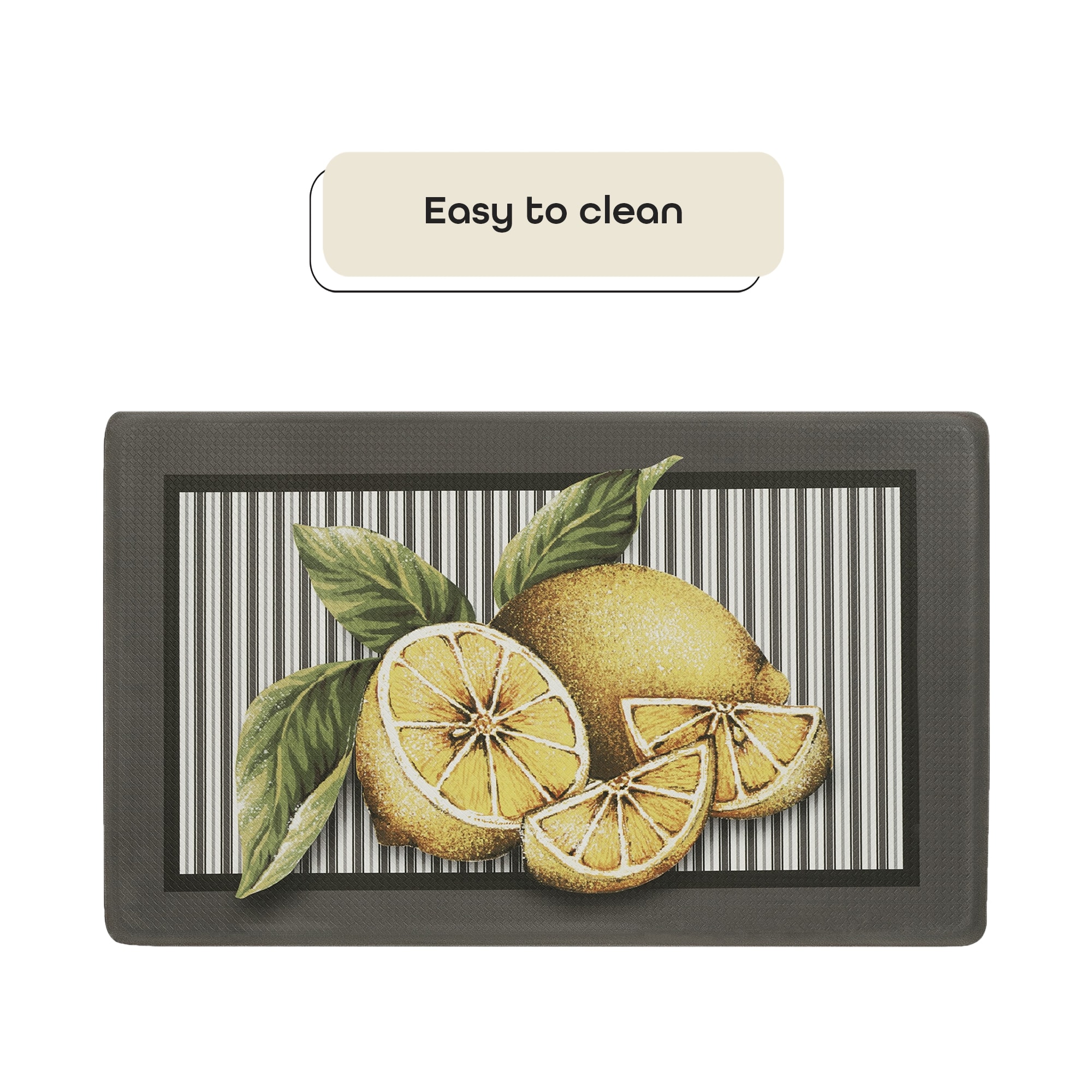 Lemon Drop Yellow and Gray Anti-Fatigue Kitchen Mat
