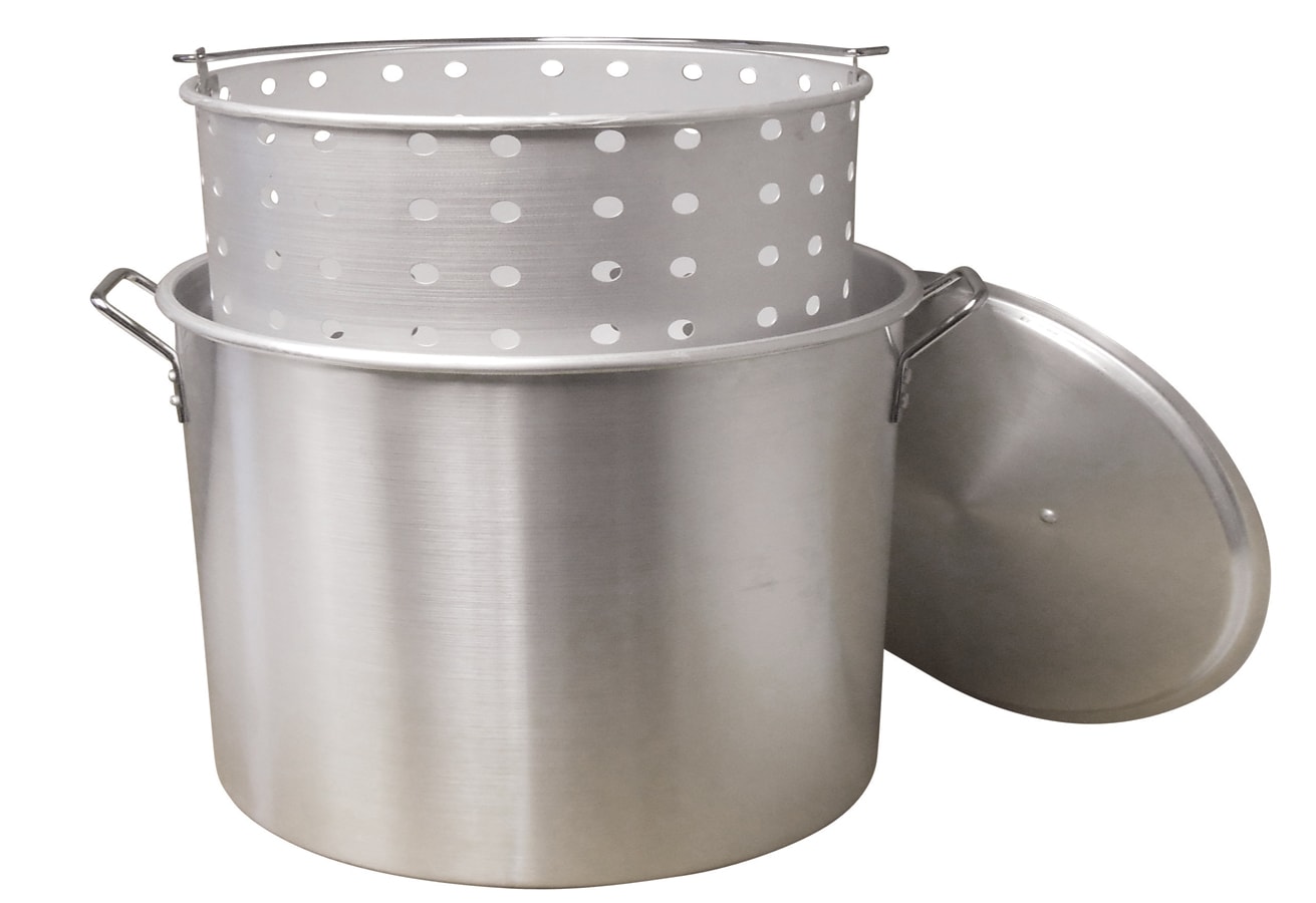kk32 King Kooker 32 Qt Aluminum Boiling Pot with Basket and Lid 