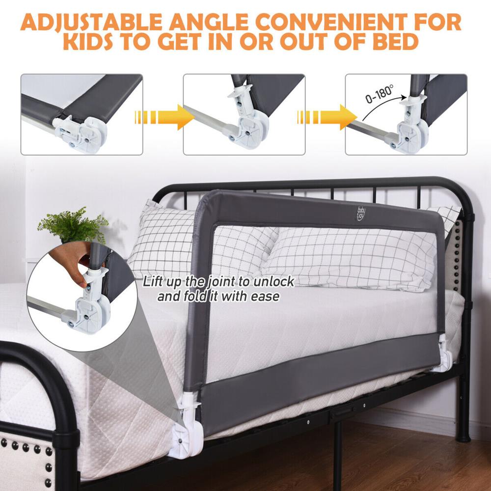 Goplus Easy Assembly Gray Bed Rail with Fastening Belt - Removable