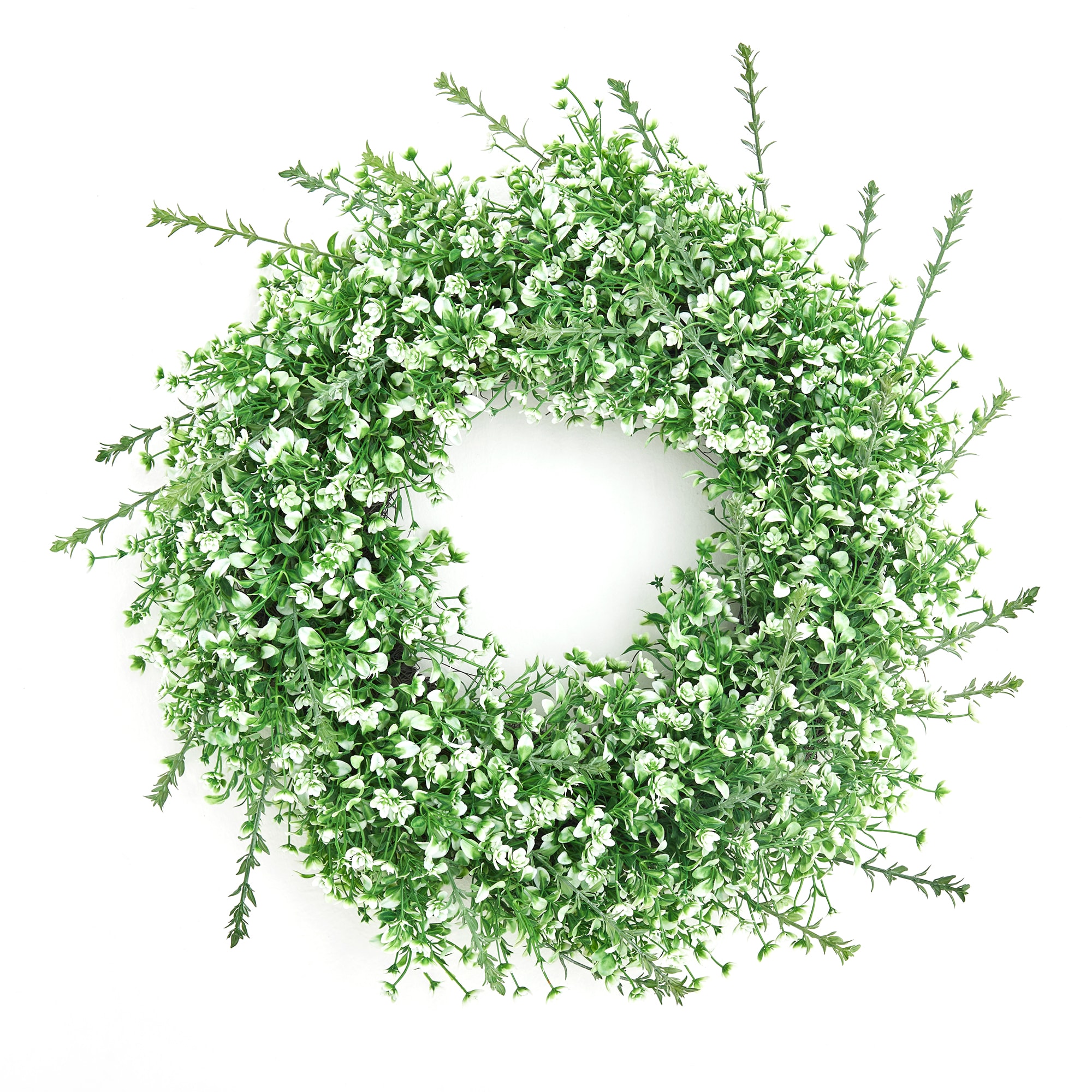 Garvee Artificial Babys Breath Wreath 68-70CM Outer Diameter Full Blooming Gypsophila Wreath with Hanging Loop Plastic Base Spring Floral Wreath for Front Door Wall Home Decor