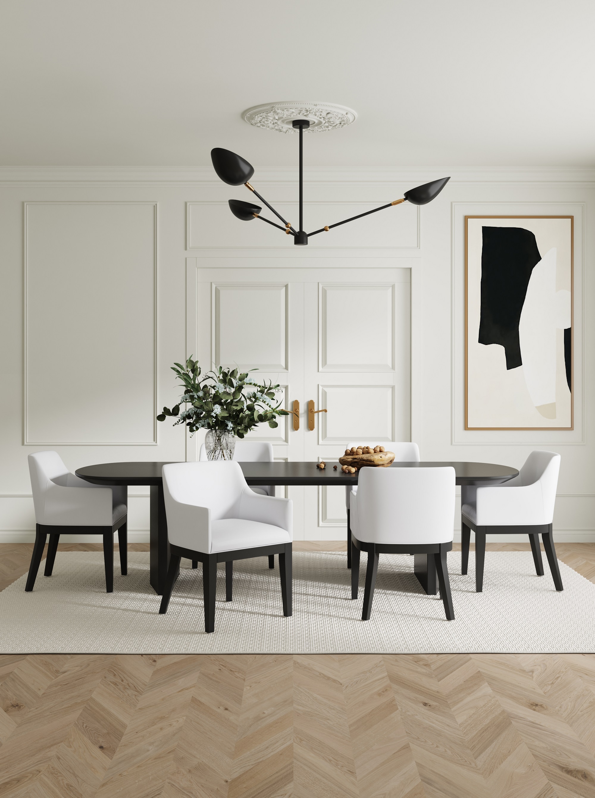 Manhattan Comfort DC051AR-CR Contemporary/Modern Faux Leather Upholstered Dining Arm Chair (Wood Frame)