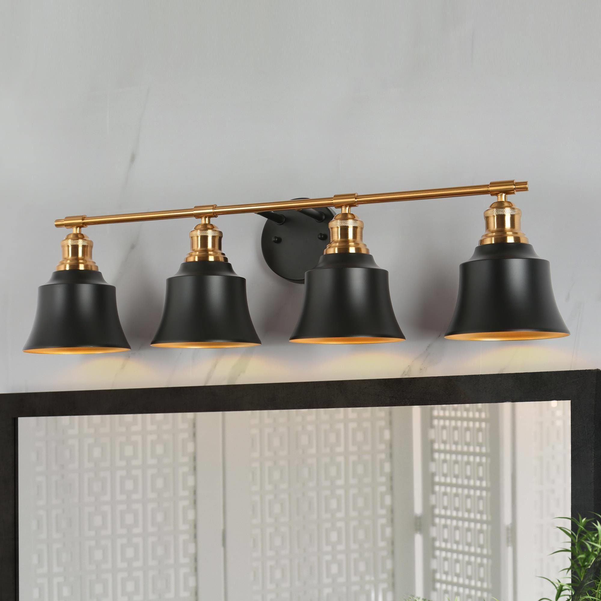 Uolfin FNENIU-LWS247W4-L8 29.9-in 4 -Light Matte Black Modern/contemporary Vanity light