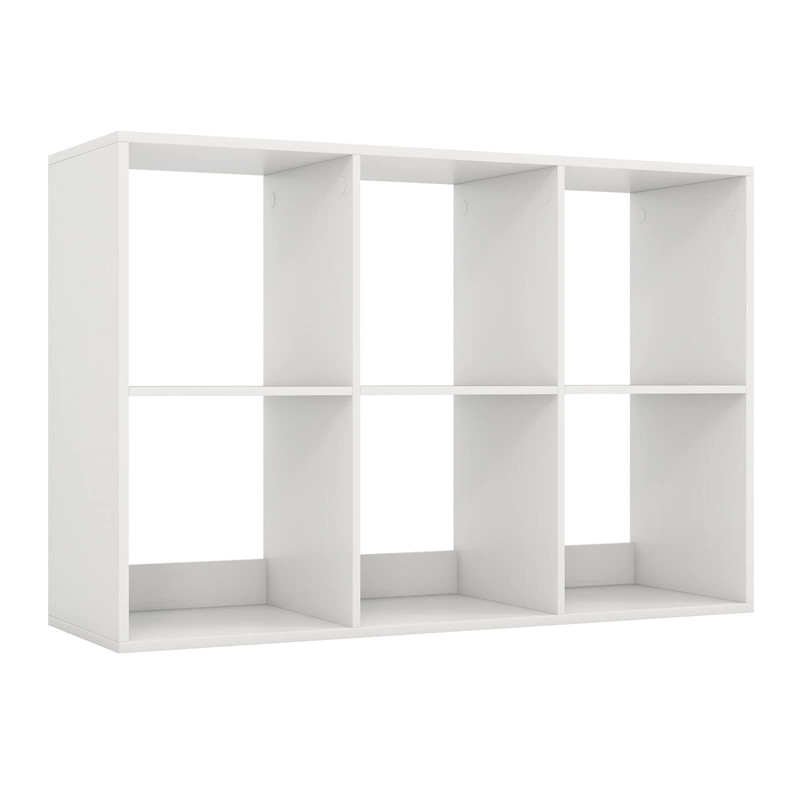 SUGIFT 6-Cube Bookshelf with Back Guardrail 154-lb Top Capacity Freestanding Cubby Organizer for Living Room Bedroom - White
