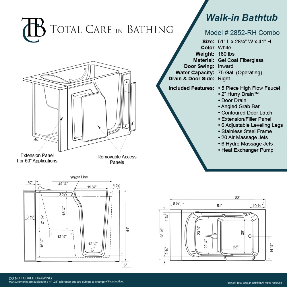 Total Care in Bathing 2852-COMBO RH bathtubs - View #8