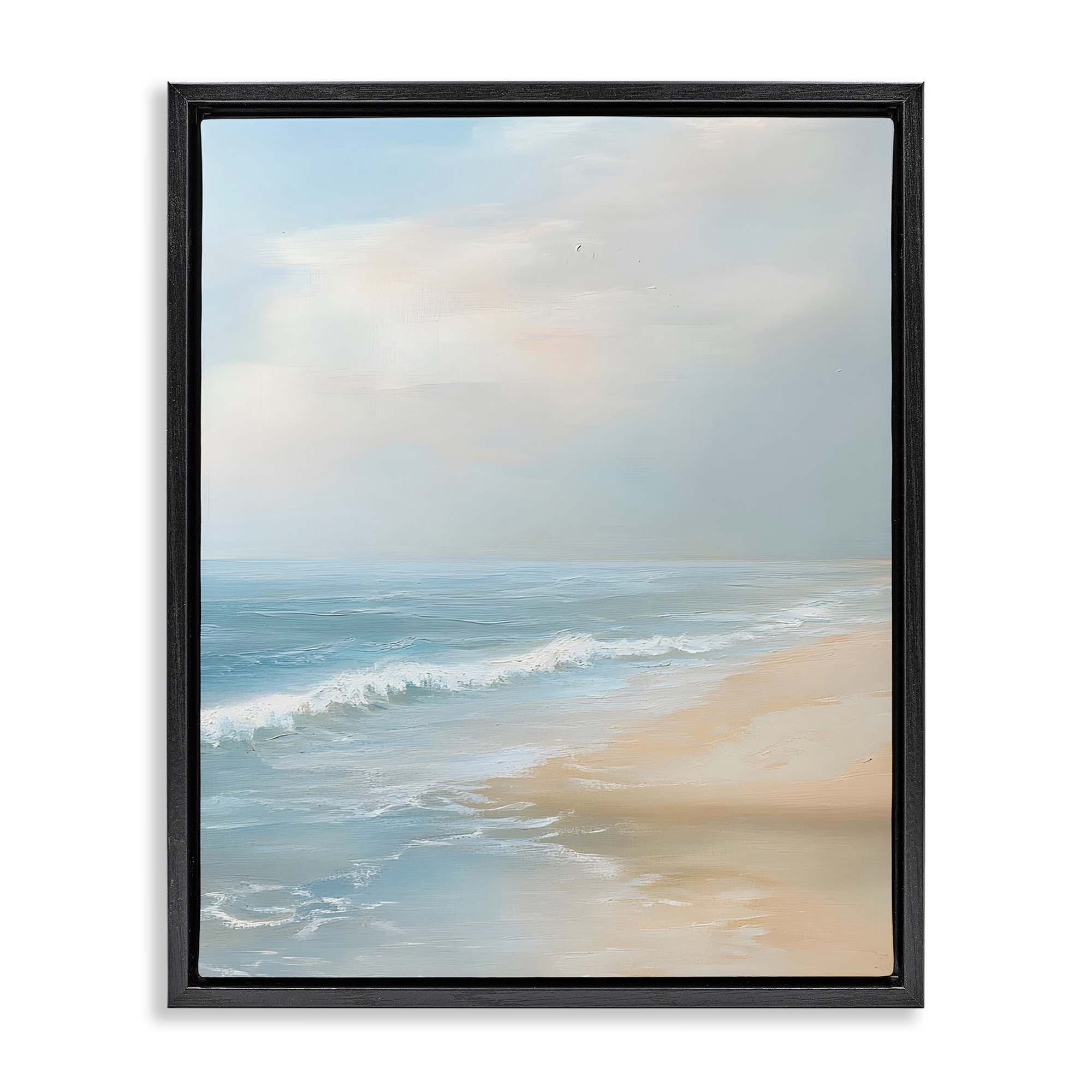 Stupell Industries BT-710-FFB-24X30 Serenity Beach View Black Framed Floater Canvas Wall Art By Franklyn Gregory 25 x 31