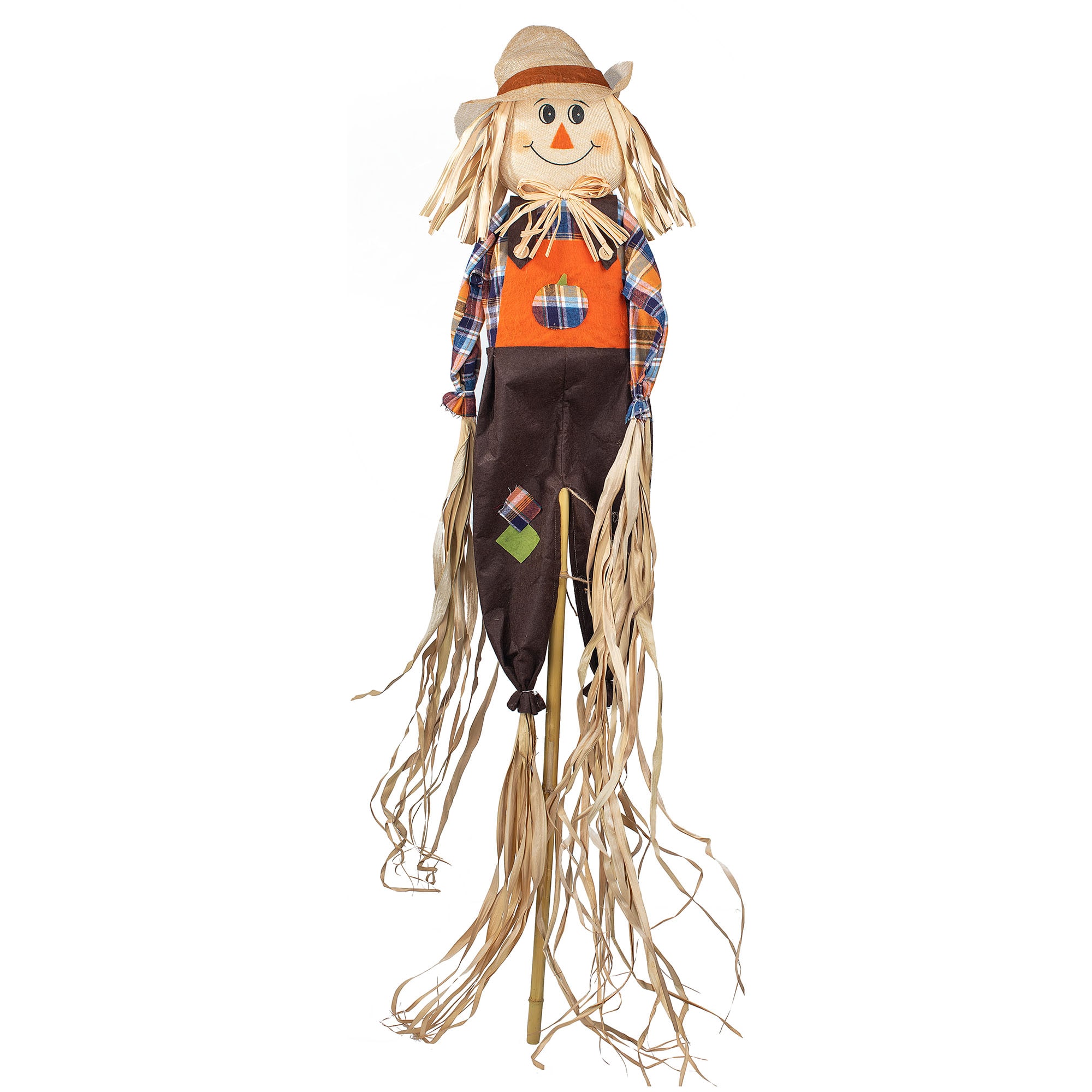 The Holiday Aisle® Outdoor Fall Decor Halloween Scarecrow For Garden  Ornament Sitting On Hay Bale, Straw Multicolor, Set Of 3, 16 In.