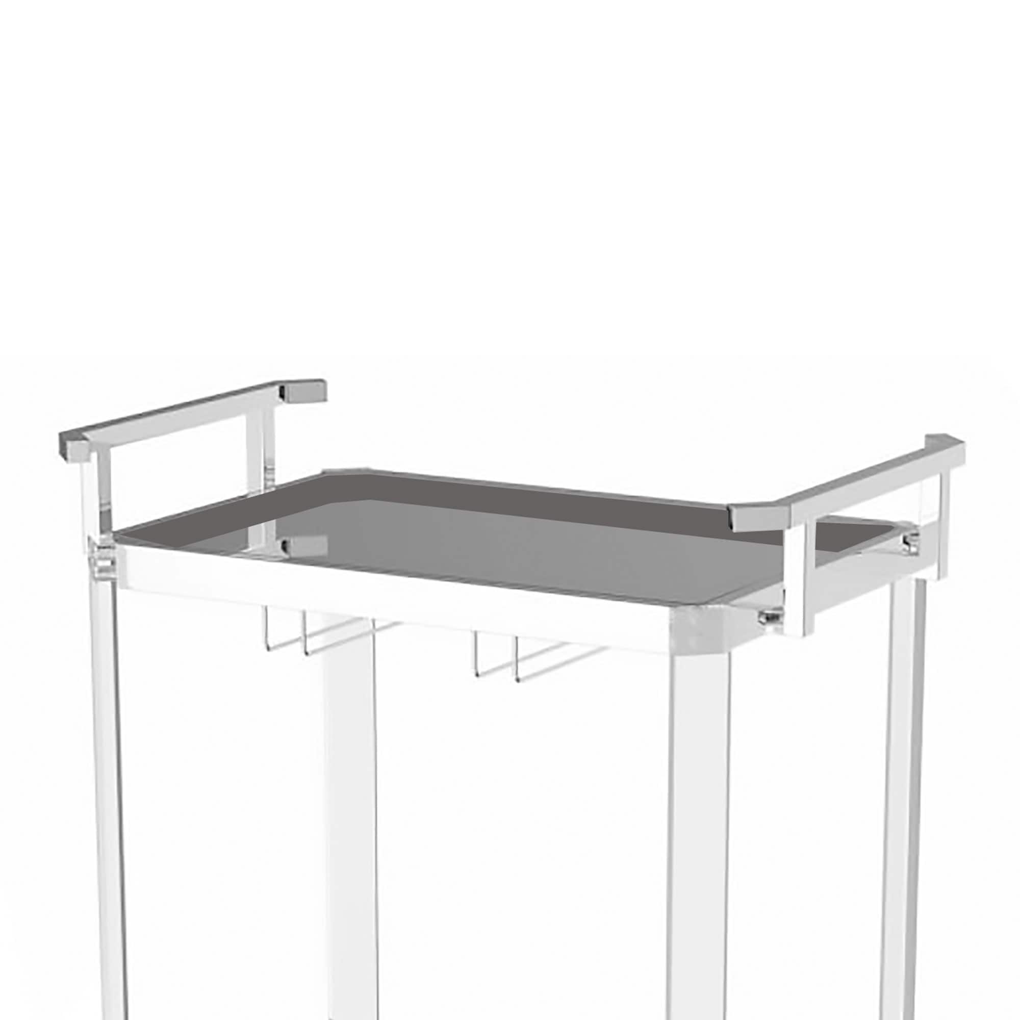 Contemporary Chrome & Glass 2-Tier Serving Cart with Wine Rack