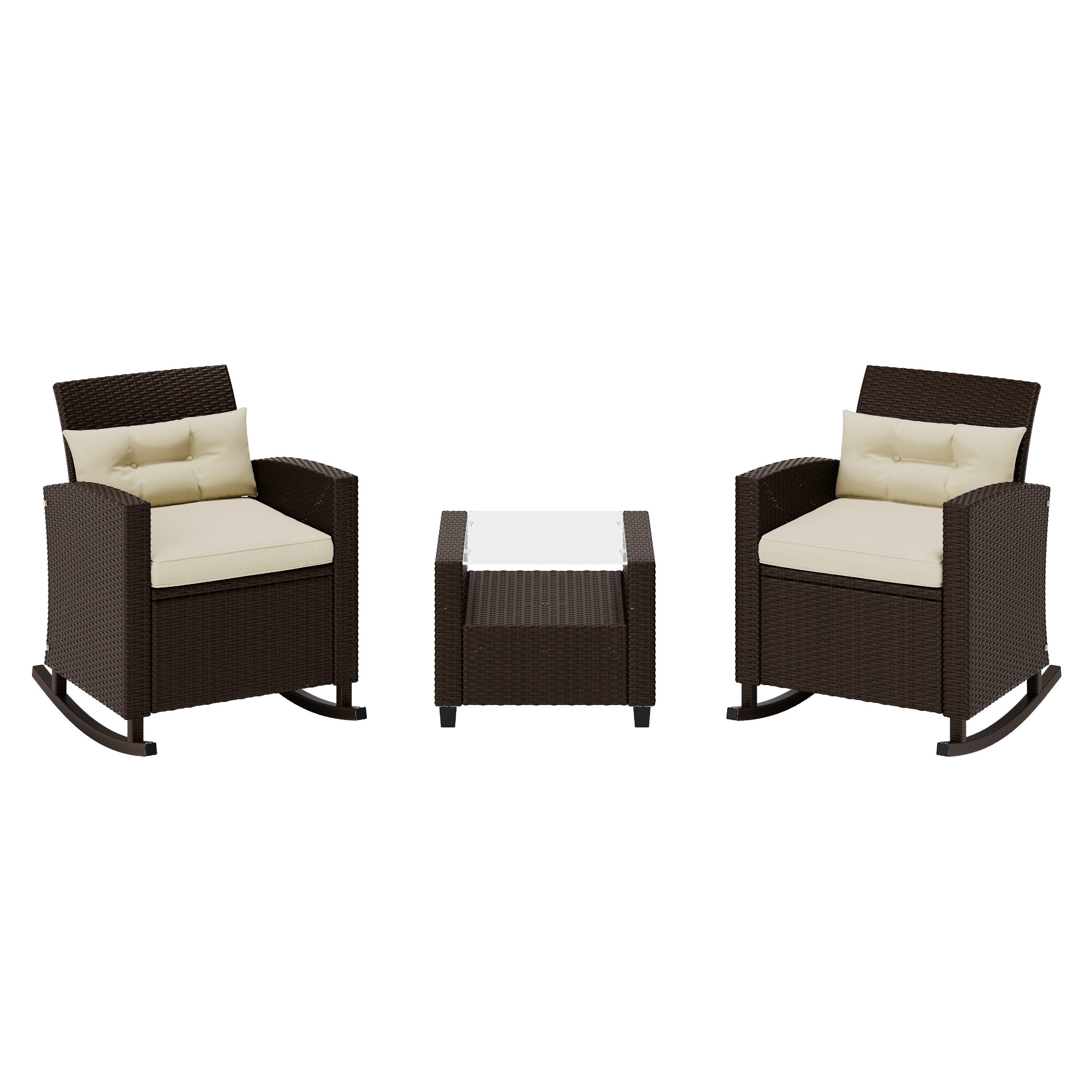 Octans SL2C00072 Wildflower Fields 3 -Piece Wicker Patio Conversation Set with Off-white Cushions