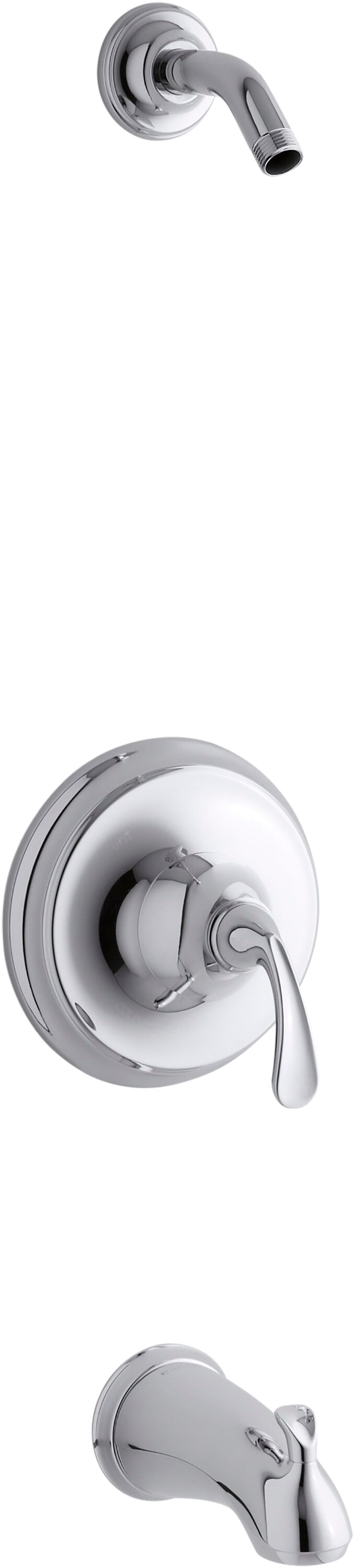KOHLER TLS10275-4-CP Fort Polished Chrome 1-handle Single function Bathtub and shower Faucet with Valve