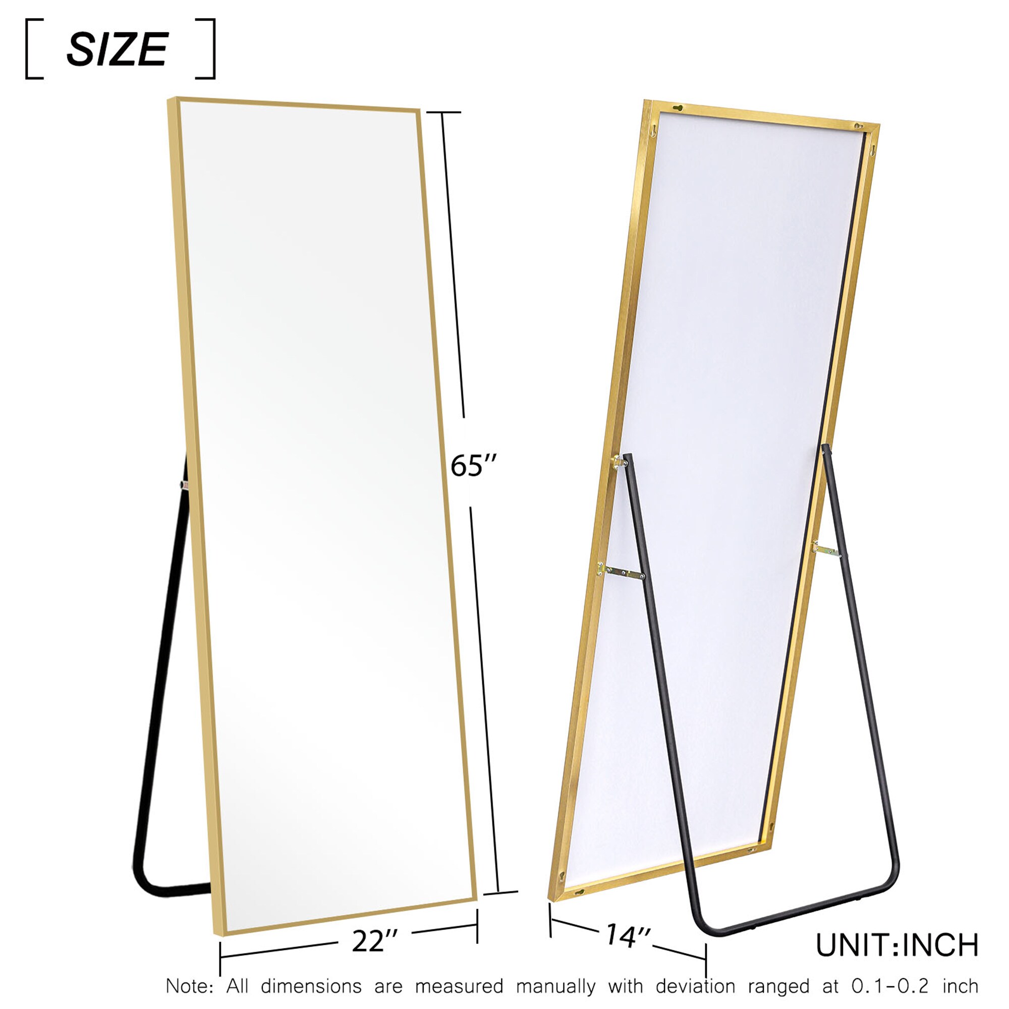 21.26-in W x 64.17-in H Gold Framed Full Length Wall Mirror in the ...