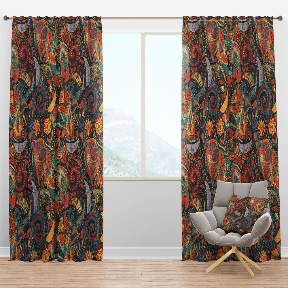 Designart CTN18662-52-95 95-Inches Yellow and Gold Room darkening Thermal lined Rod pocket Single curtain panel