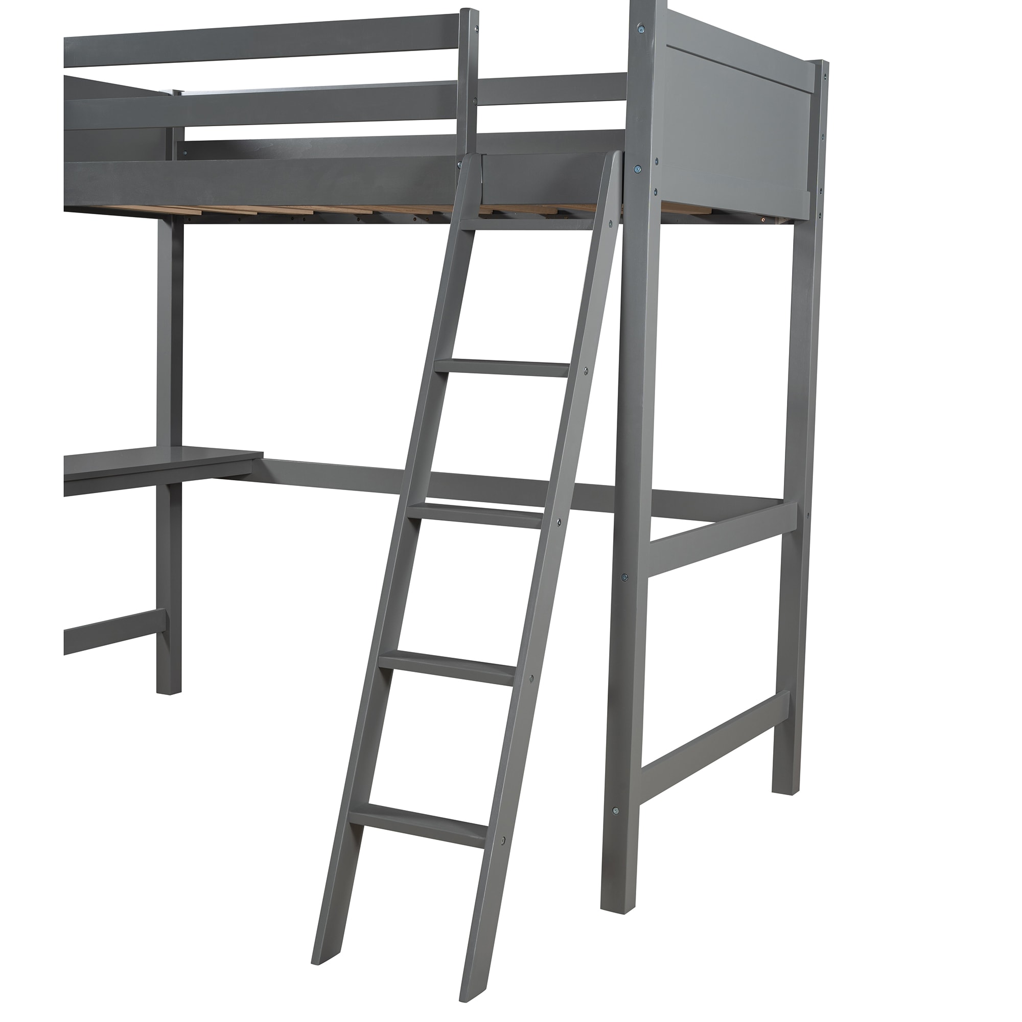 CASAINC Loft Bed Gray Twin Loft Bunk Bed in the Bunk Beds department at ...