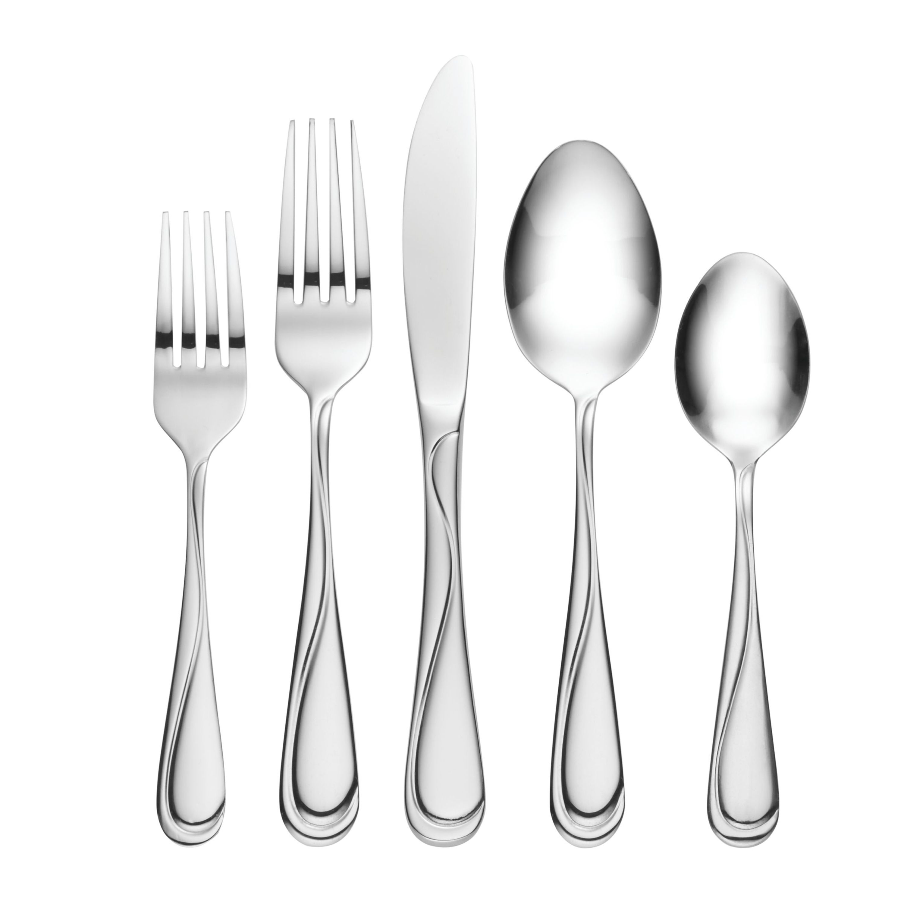 Hampton Forge 289A058PFB Swirl Mirror 58 -Pieces Polished Modern Flatware